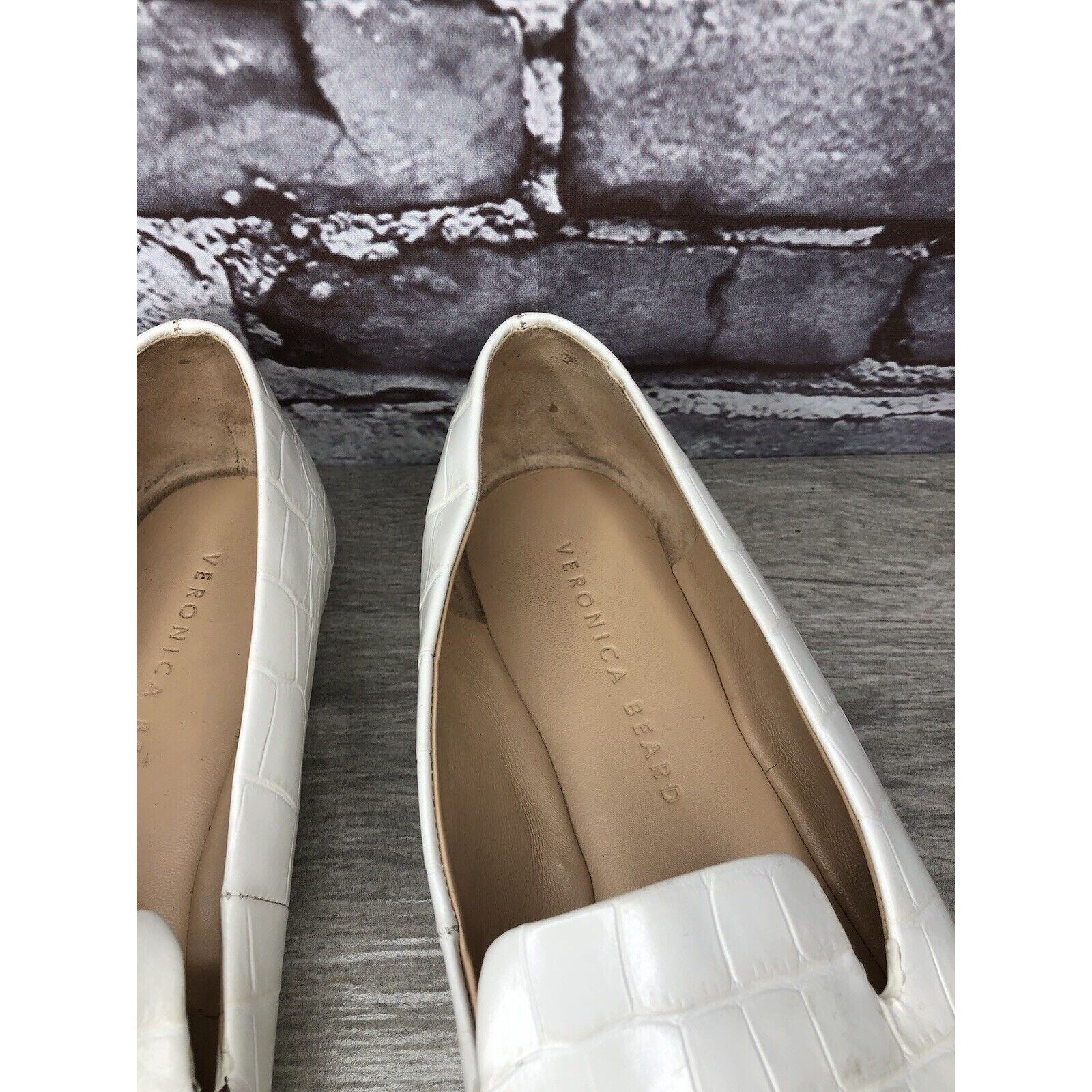 Veronica Beard Veronica Beard Griffin White Leather Croc Embossed Loafer Fl Size US 9.5 / IT 39.5 - 11 Thumbnail