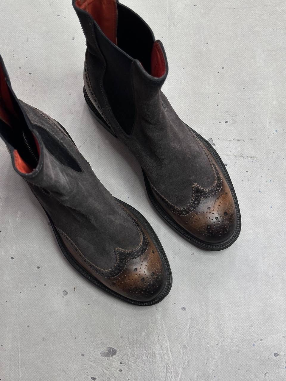 Santoni Santoni Brown Suede & Leather Brogue Chelsea Boots Size 36 Size US 6 / IT 36 - 5 Thumbnail