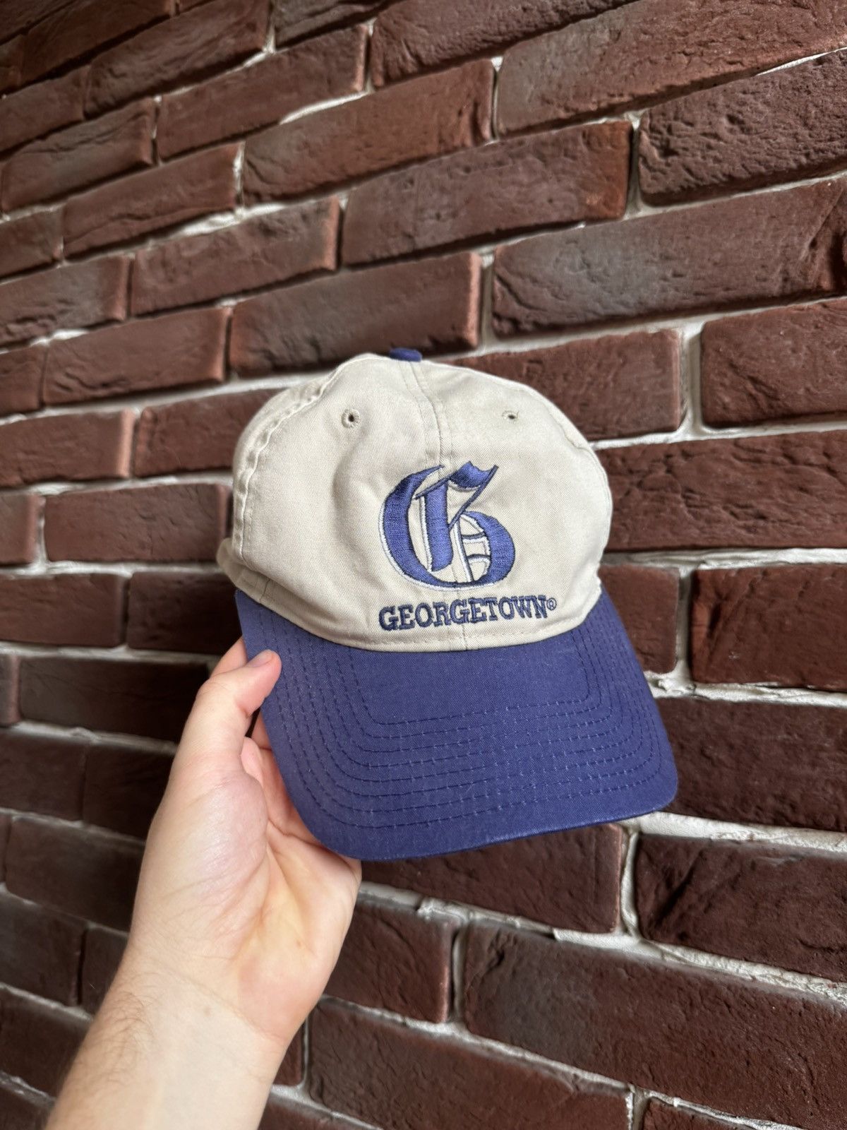 Georgetown Hoyas Navy Vintage Hat Snapback NBA Print Rare