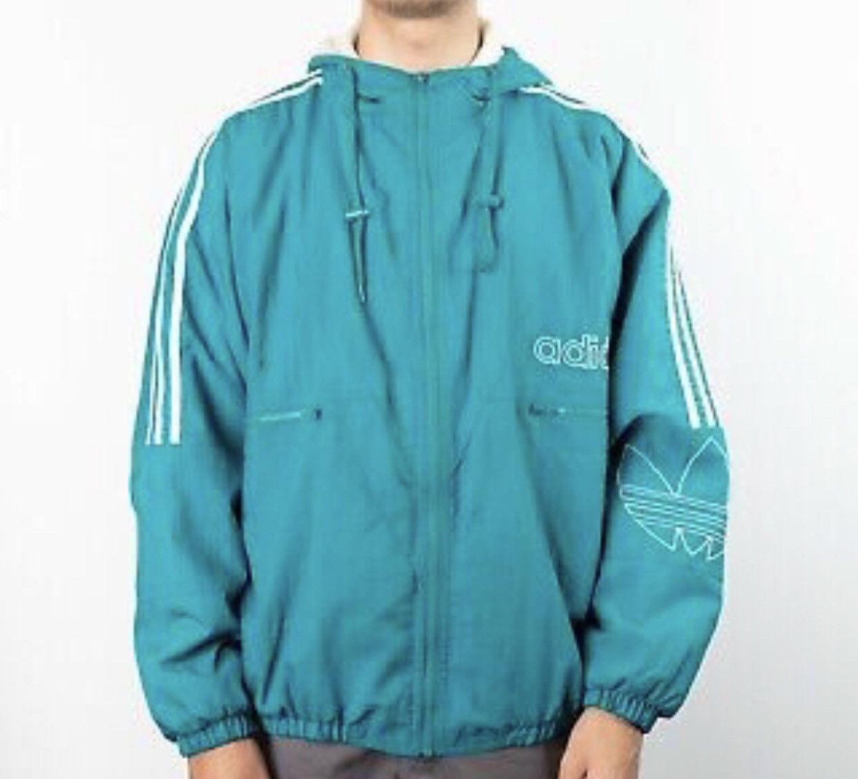 Adidas Vintage Rare/80s Adidas Big Logo Embroidered Nylon Jacket Size US L / EU 52-54 / 3 - 22 Thumbnail