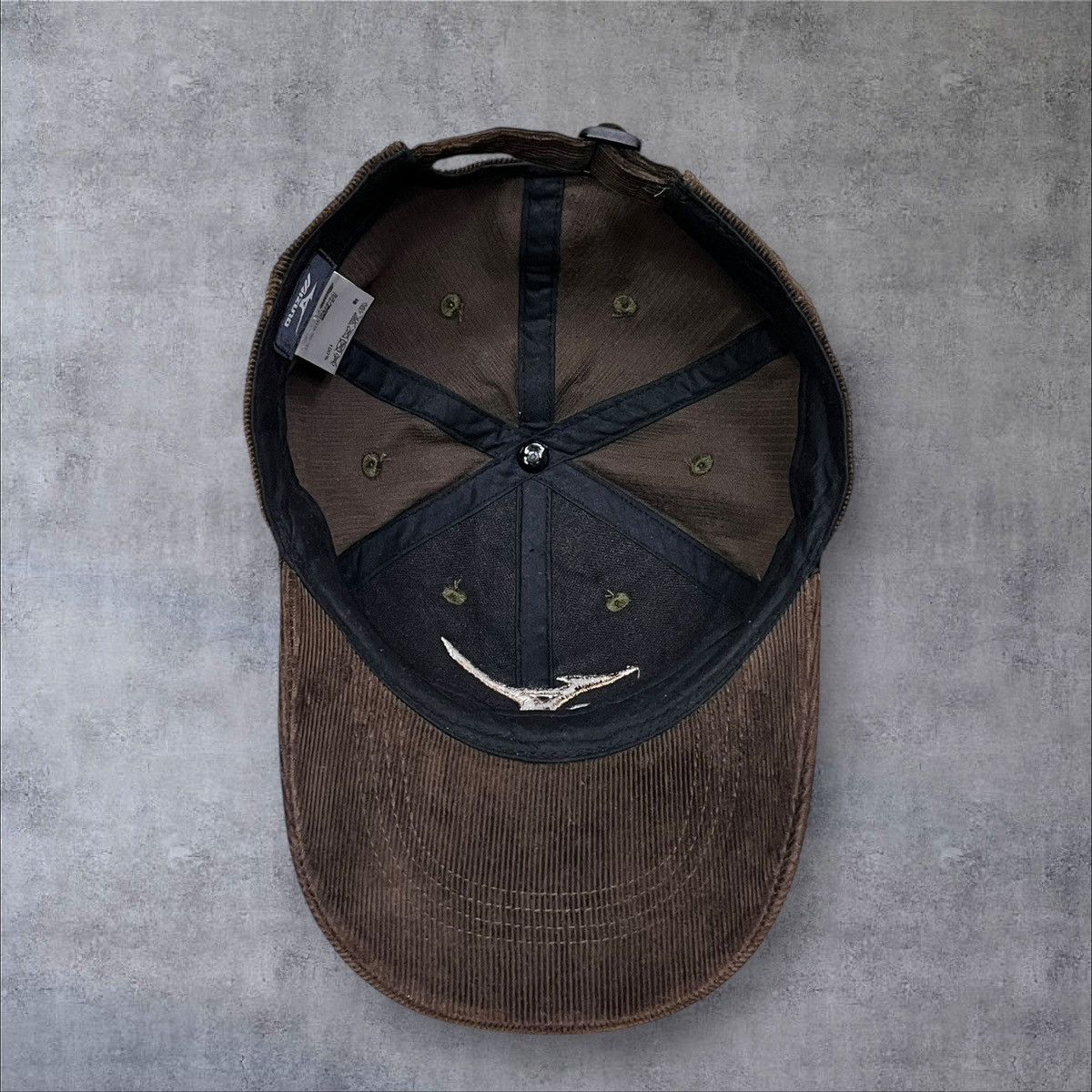 Mizuno 🔥Vtg Mizuno Brown Corduroy Cap Big Spellout Logo Strapback Size ONE SIZE - 6 Thumbnail