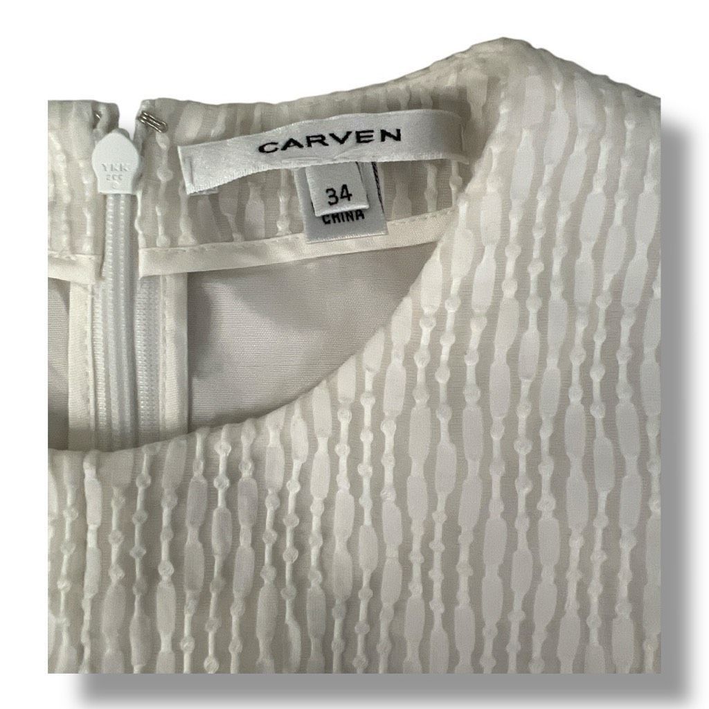 Carven Carven Contrasting Hem Skater Mini Dress Sleeveless White Si Size XS / US 0-2 / IT 36-38 - 3 Thumbnail