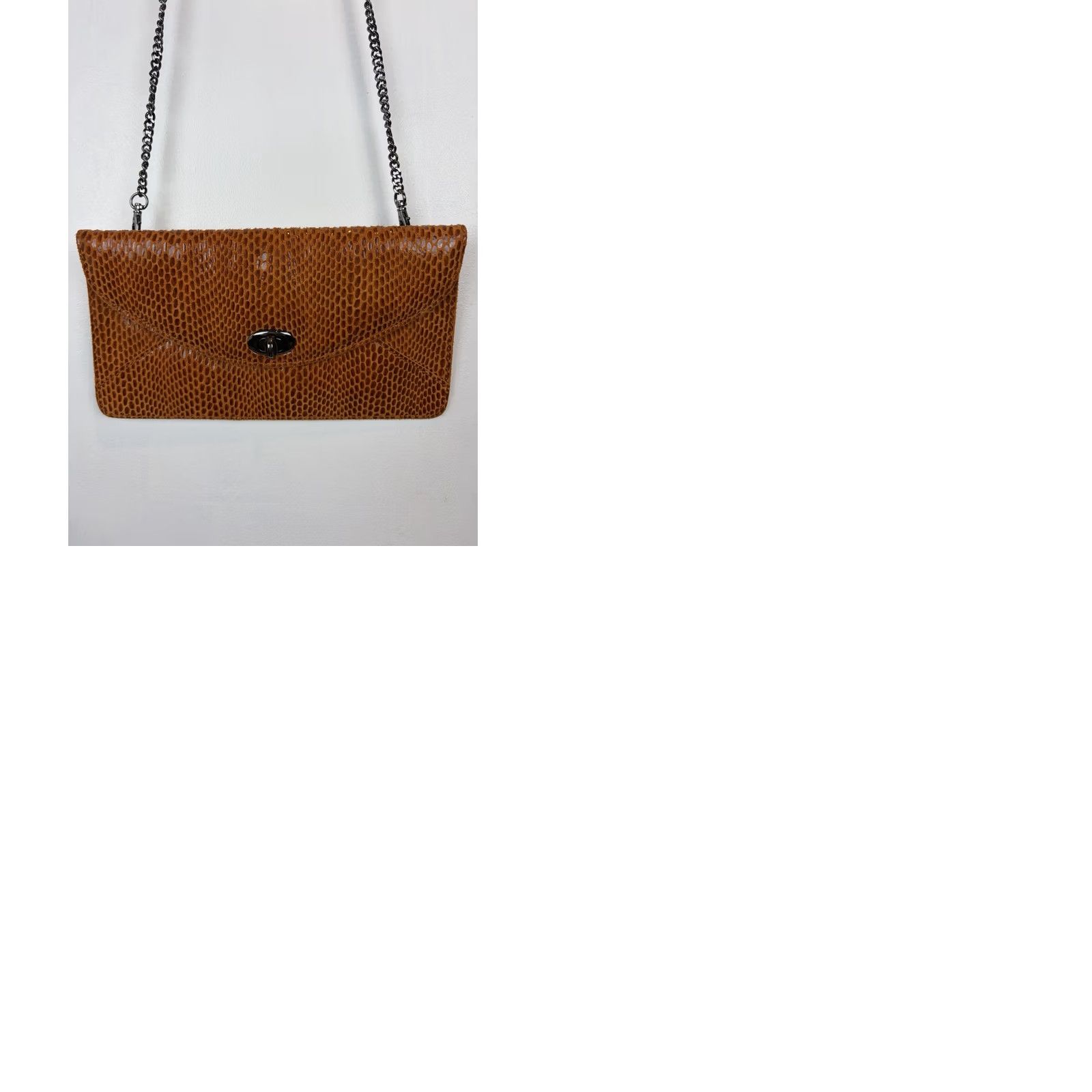 Vintage Sorial Crossbody Bag Purse Leather Snake Print Orange Envelope Chain Handle Shoulder Bag Women Large Size ONE SIZE - 9 Thumbnail