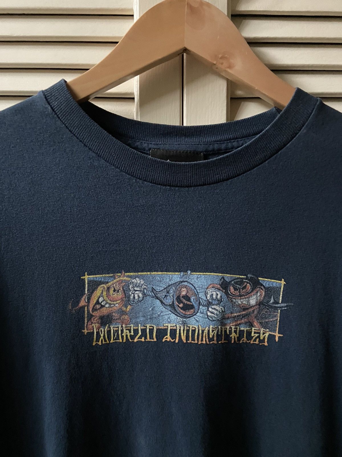 Vintage RARE Vintage World Industries Navy Blue Skate Tee T-Shirt Size US XL / EU 56 / 4 - 5 Thumbnail