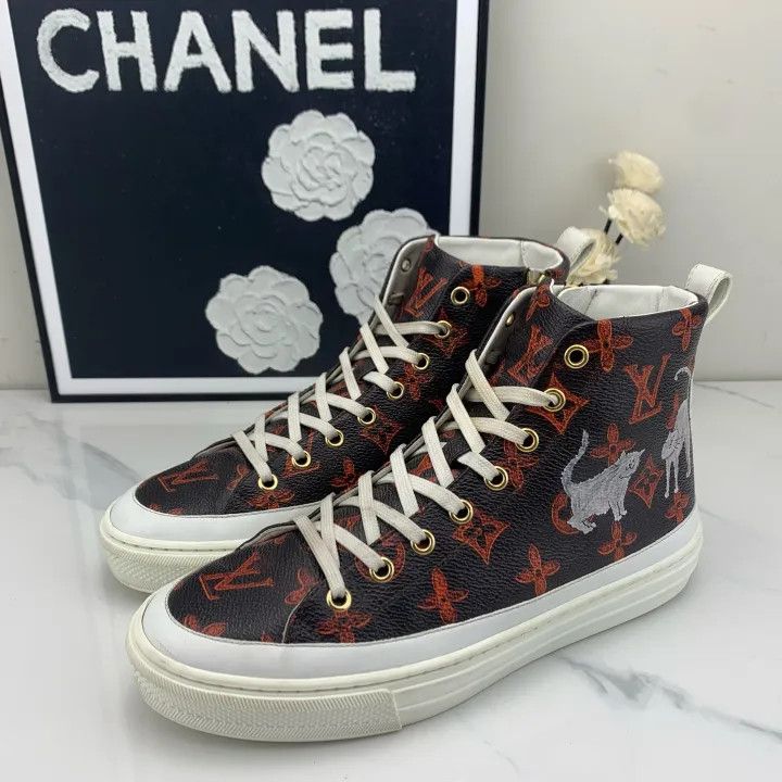 Louis Vuitton Louis Vuitton Stellar High-Top Sneakers in Brown 0079 Size US 6 / IT 36 - 1 Thumbnail
