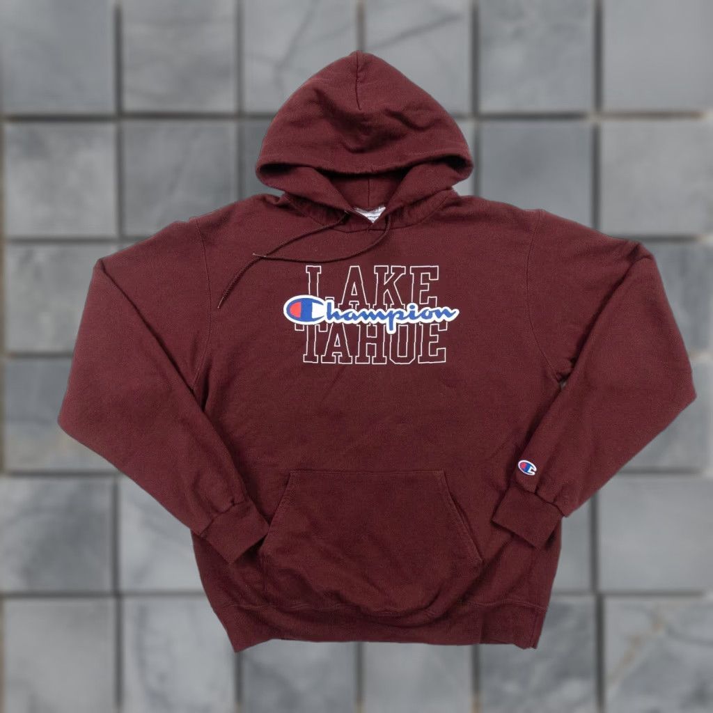 Champion VINTAGE Champion Sweatshirt Adult Large Hoodie Pullover All Seasons Fleece Red Logo Men Size US L / EU 52-54 / 3 - 1 Thumbnail