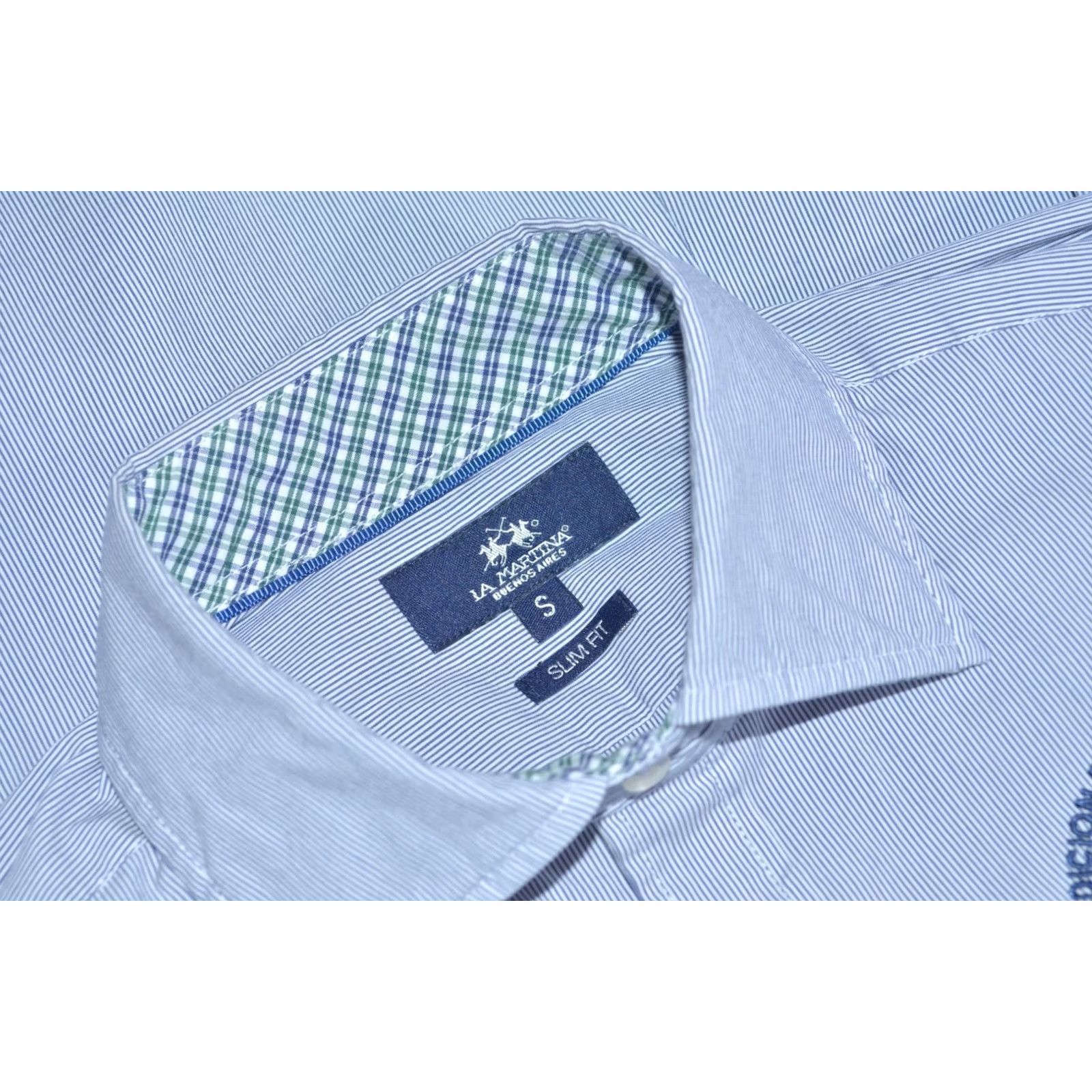 La Martina La Martina Blue Pinstripe Slim Fit Shirt Men XS S Regular Long Sleeve Button-Up Casual Knit? Size US S / EU 44-46 / 1 - 7 Thumbnail