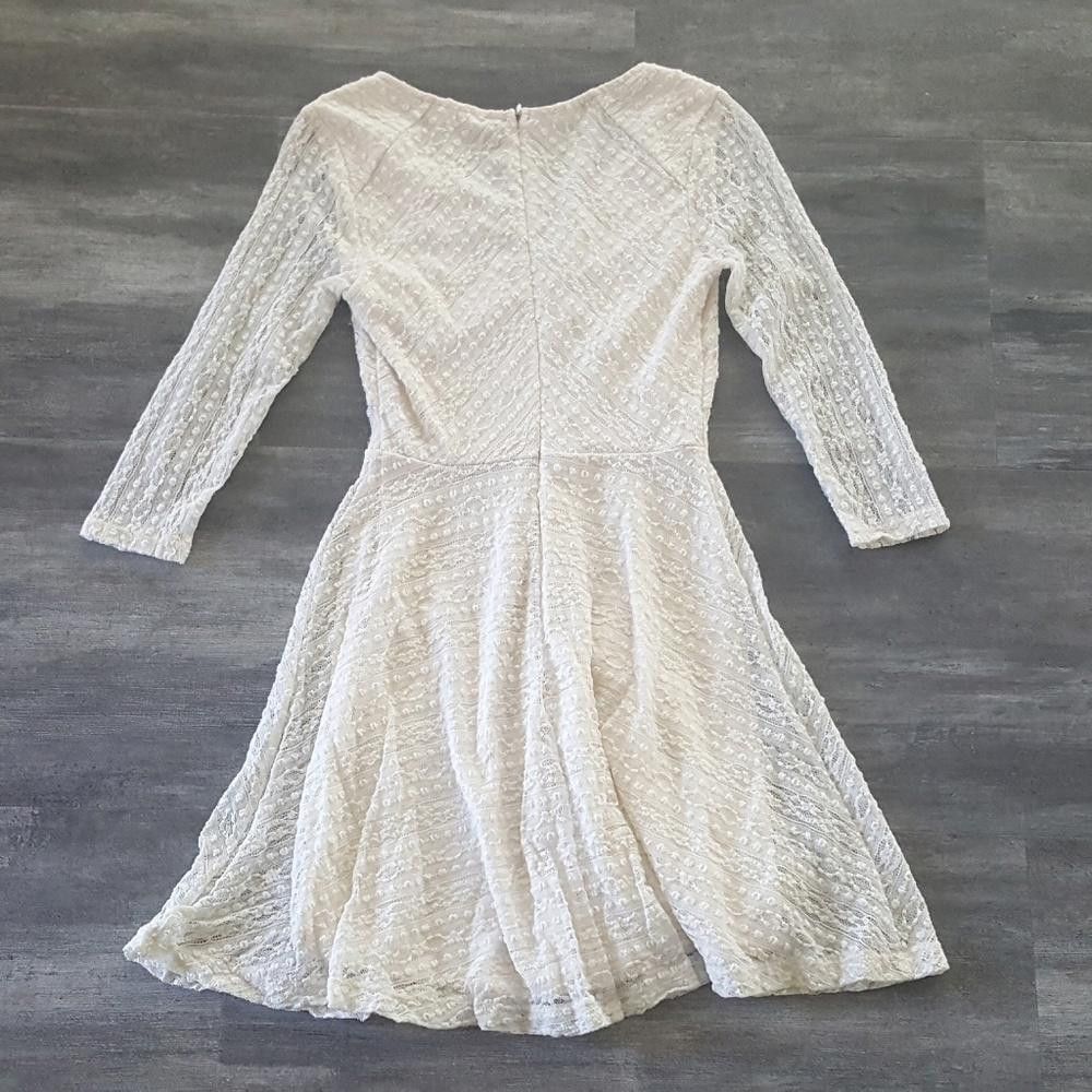 Designer Cream Babydoll Lush Vneck Mini Size S / US 4 / IT 40 - 2 Thumbnail