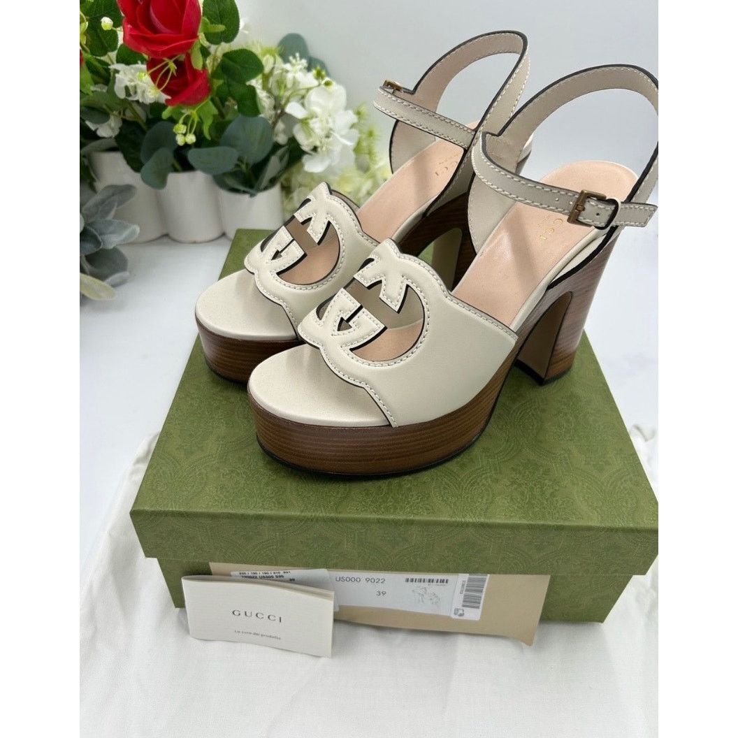 Gucci Gucci interlocking GG leather platform sandals size 39 Size US 9 / IT 39 - 7 Thumbnail
