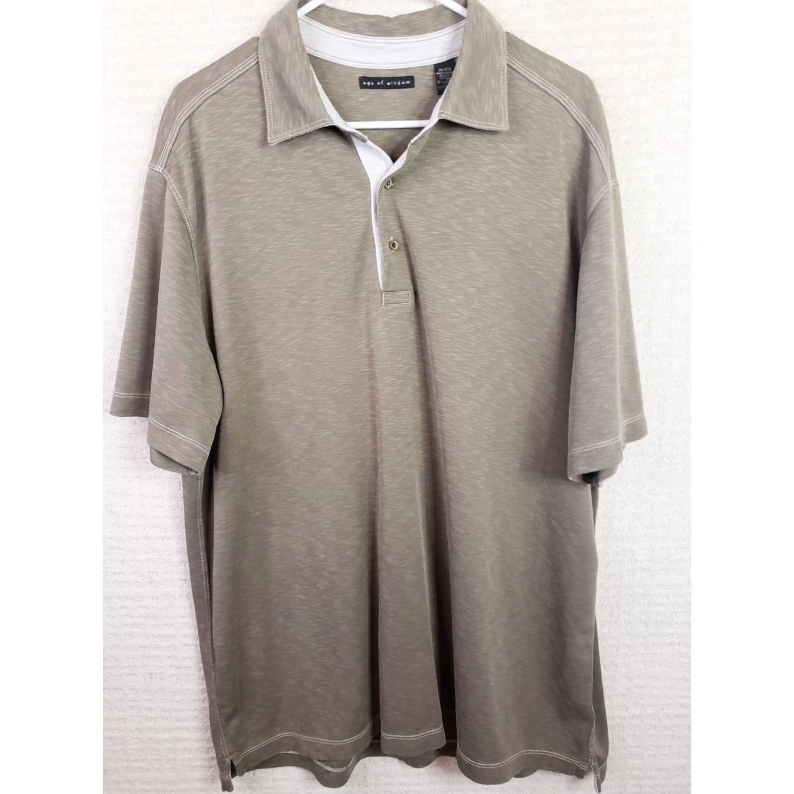 Vintage Age of Wisdom Polo Shirt Mens XL Extra Large Brown Modal Performance Short Slv Size US XL / EU 56 / 4 - 2 Thumbnail