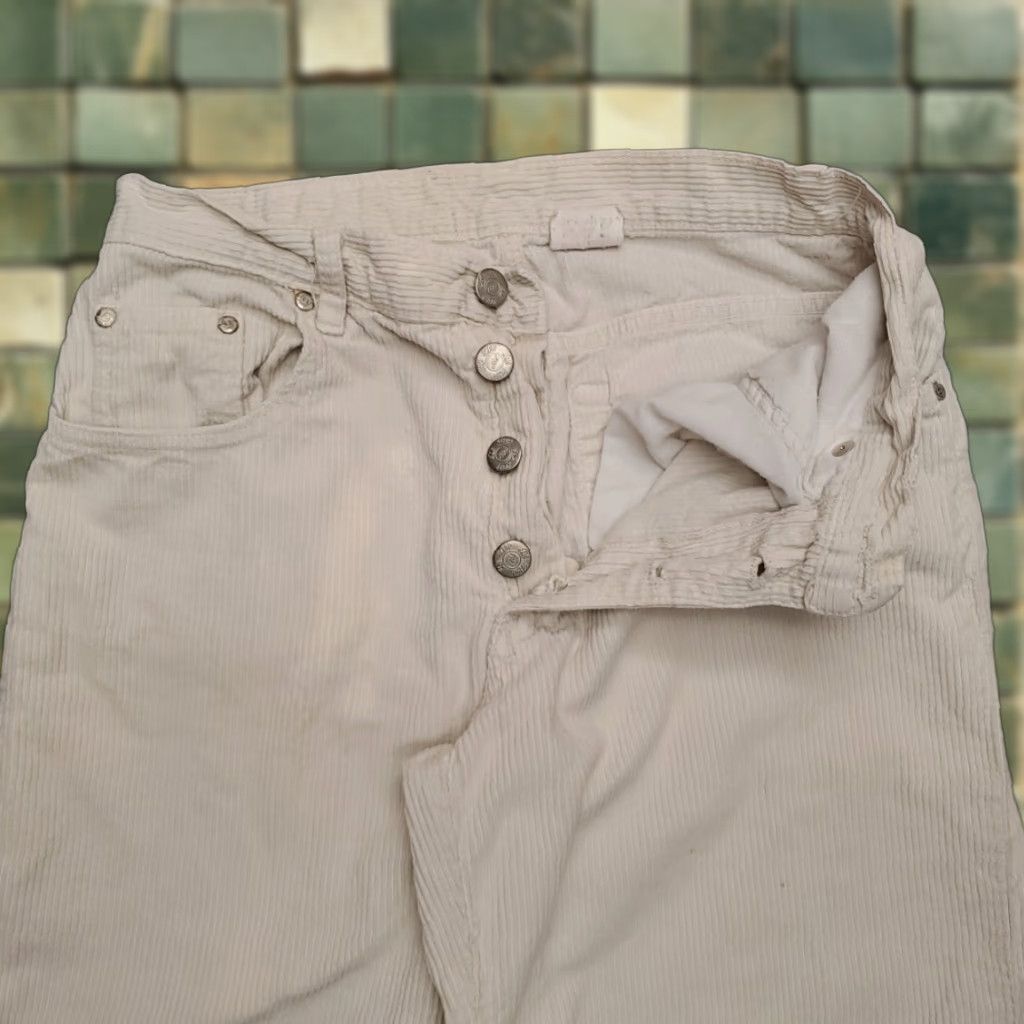 Vintage VINTAGE Be Bop Pants Juniors 7 Cream Wide Wale Corduroy Relaxed Baggy 90s Women Size 28" / US 6 / IT 42 - 1 Thumbnail