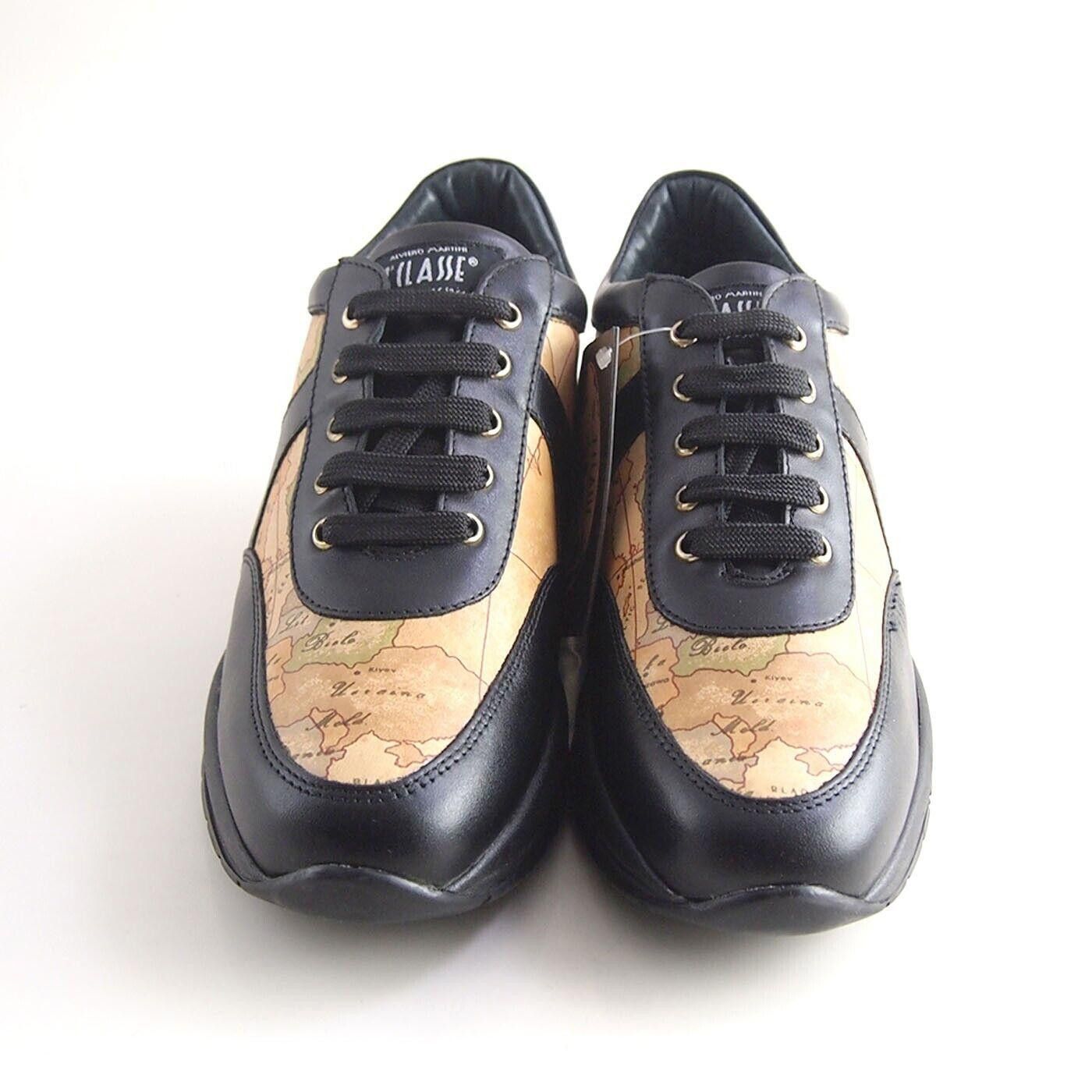 Alviero Martini Alviero Martini Sneakers Black Leather Map Print EU 36 US 6 Size US 6 / IT 36 - 3 Thumbnail