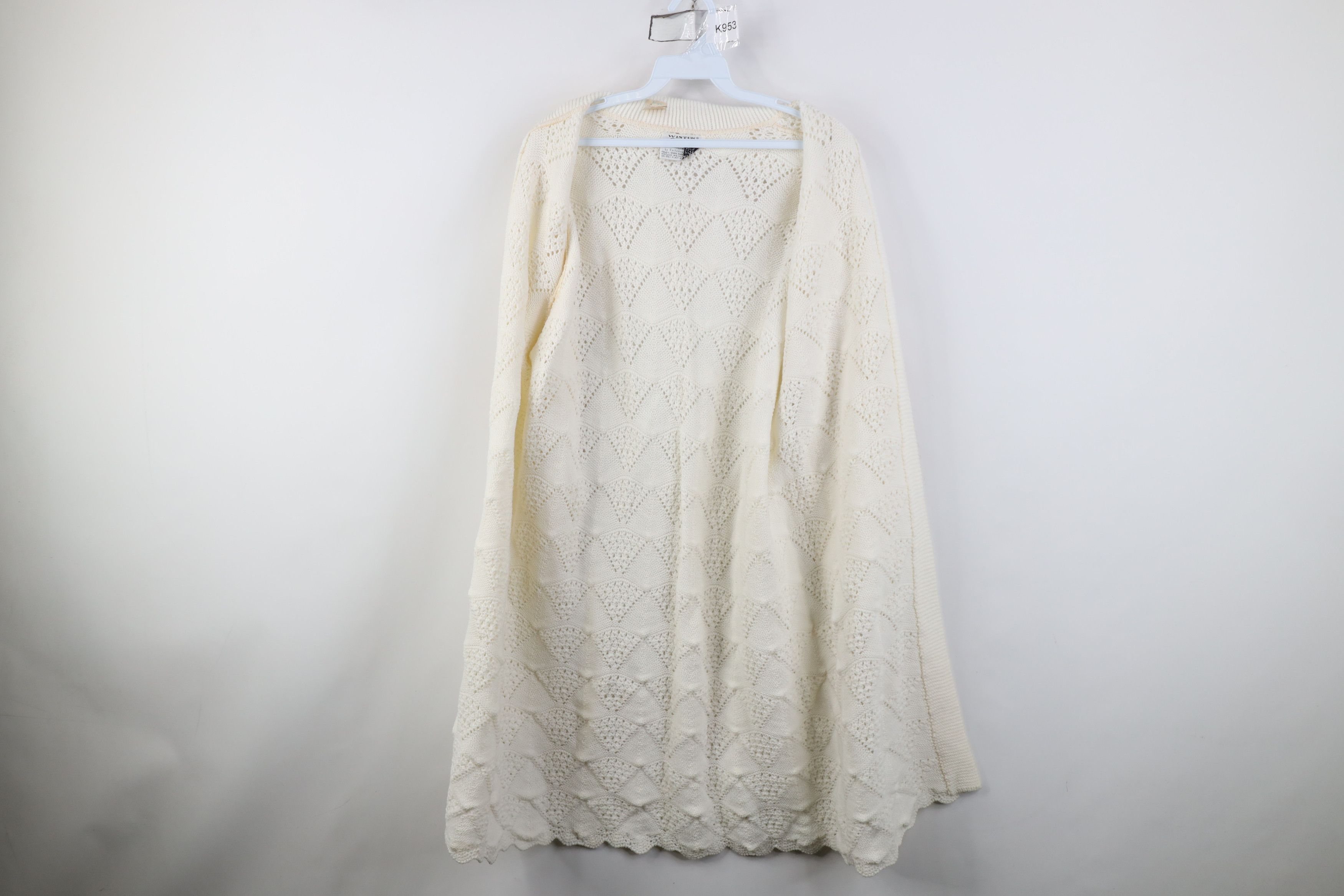 Vintage Deadstock Vintage 50s Collared Open Front Cardigan Sweater Size L / US 10 / IT 46 - 9 Thumbnail