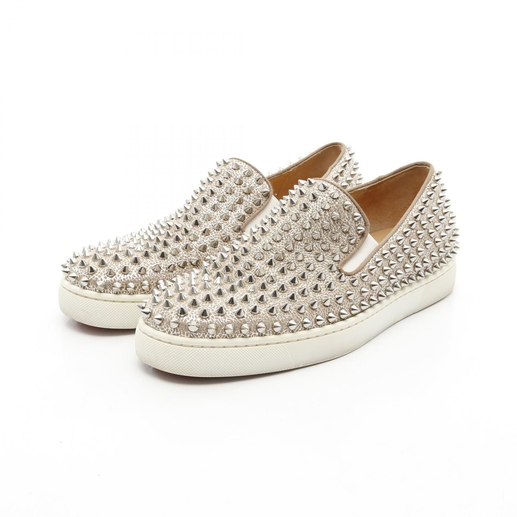 Christian Louboutin Christian Louboutin Rollerboat Leather Slip-On Shoes Leather Shoes in Beige
