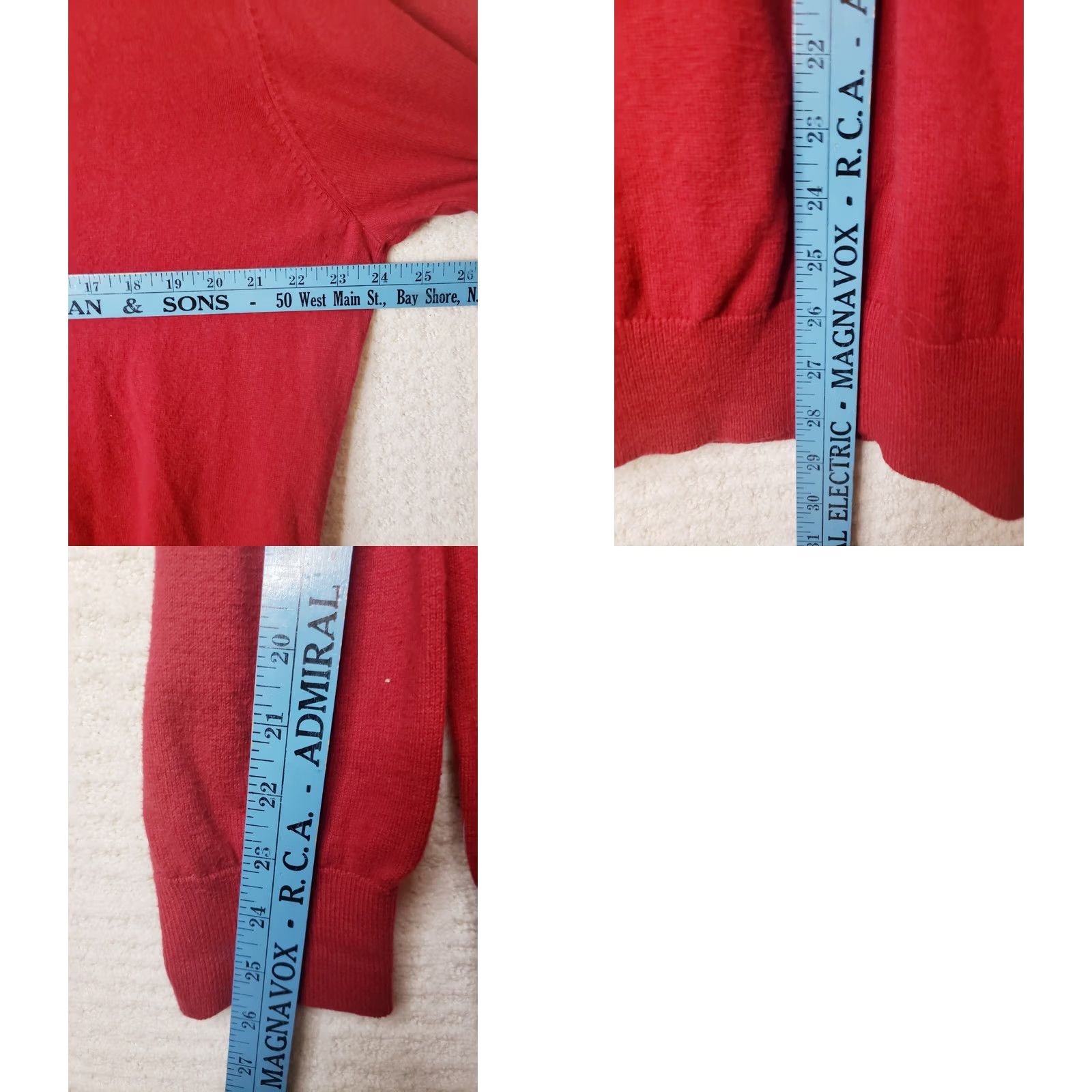 Vintage L.L. Bean Mens L Reg. Red Cotton Cashmere Blend Long Sleeve V-Neck Sweater Size US L / EU 52-54 / 3 - 8 Thumbnail