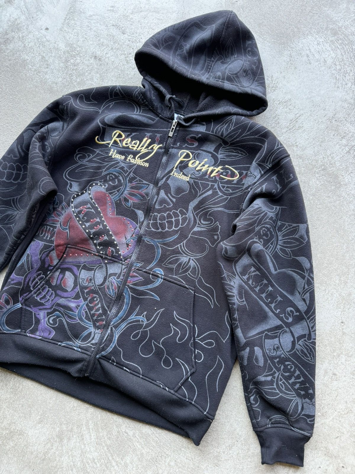 Christian Audigier Really Point Like Ed Hardy Drip Zip Hoodie Drip Rare Size US XL / EU 56 / 4 - 7 Thumbnail