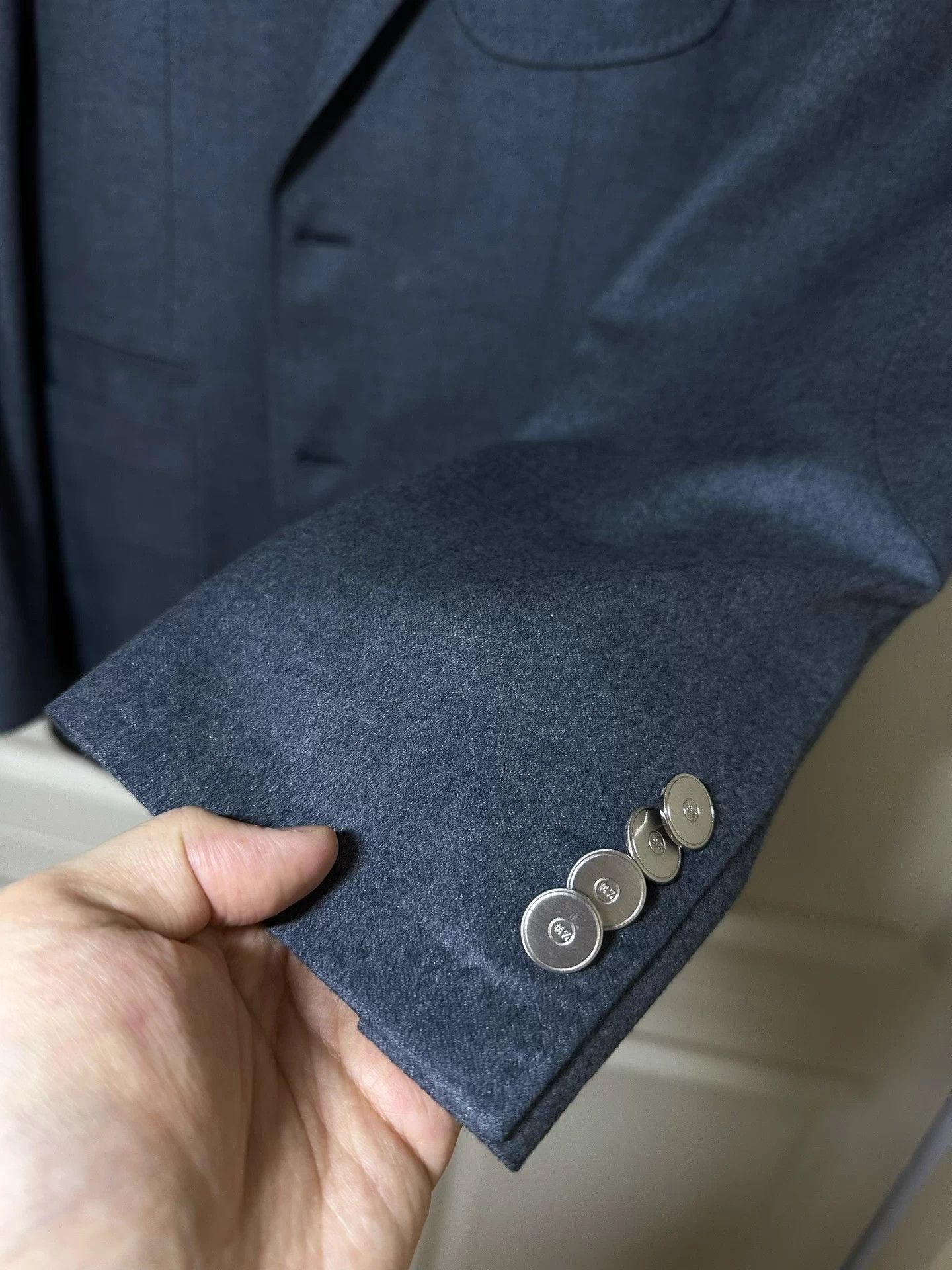 Ermenegildo Zegna Zegna Cashmere & Silk Casual Slim 48 Gray Blue Blazer Size 48S - 5 Thumbnail