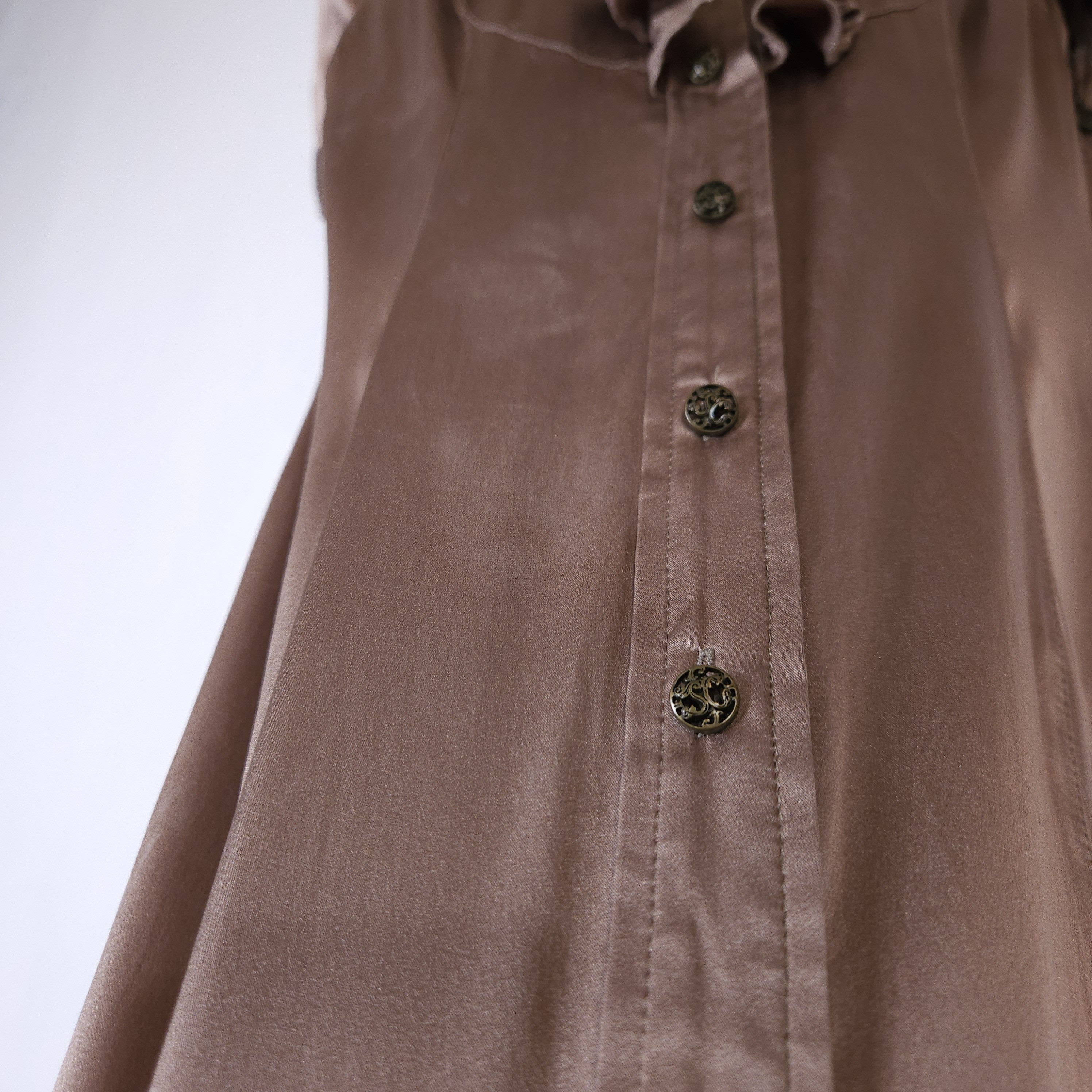 Just Cavalli Just Cavalli Silk Shirt Dress Satin Ruffle Stretch Midi 40/S Size S / US 4 / IT 40 - 7 Thumbnail