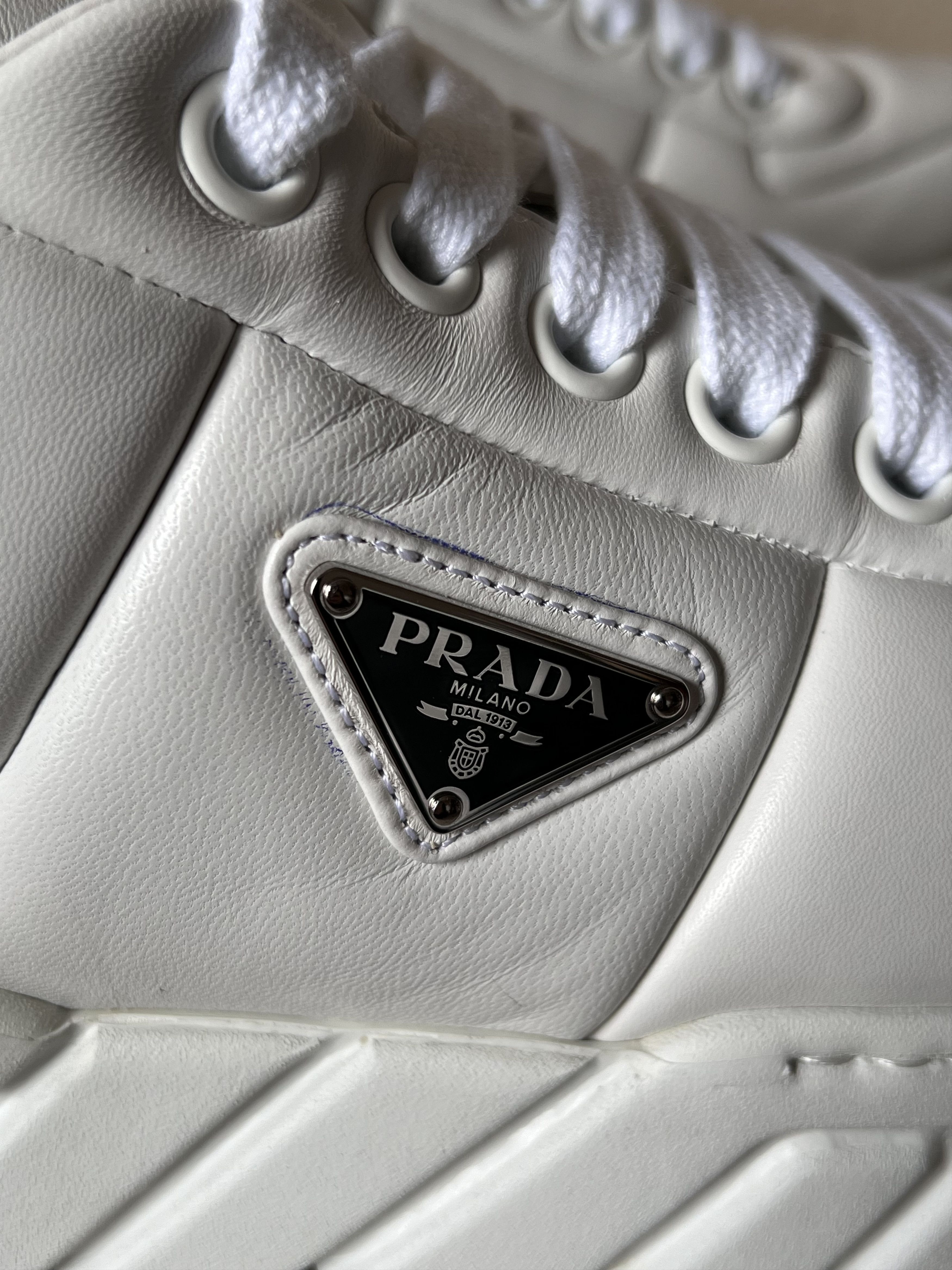 Prada Prada Padded Nappa Leather Sneakers in White Size US 12 / EU 45 - 7 Thumbnail