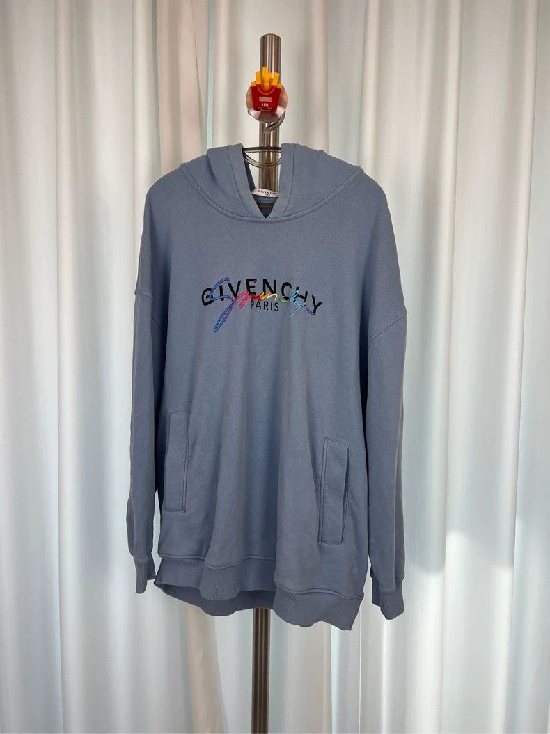 Givenchy Rainbow embroidered letter logo hoodie, mist colo