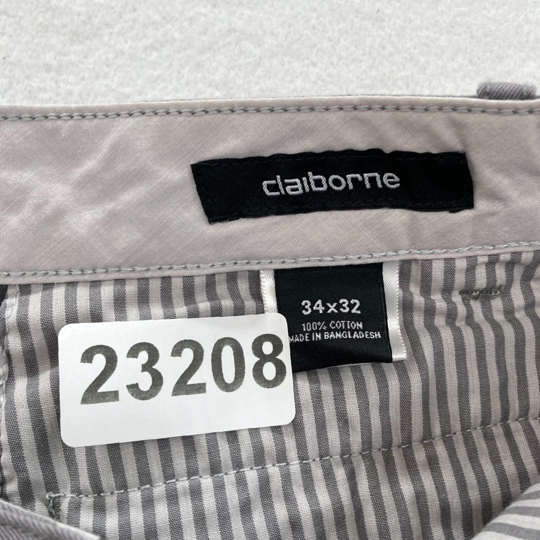 Liz Claiborne Claiborne Chino Pants Mens 34x32 Straight Leg Gray Flat Front Mid Rise Casual Size US 34 / EU 50 - 4 Thumbnail