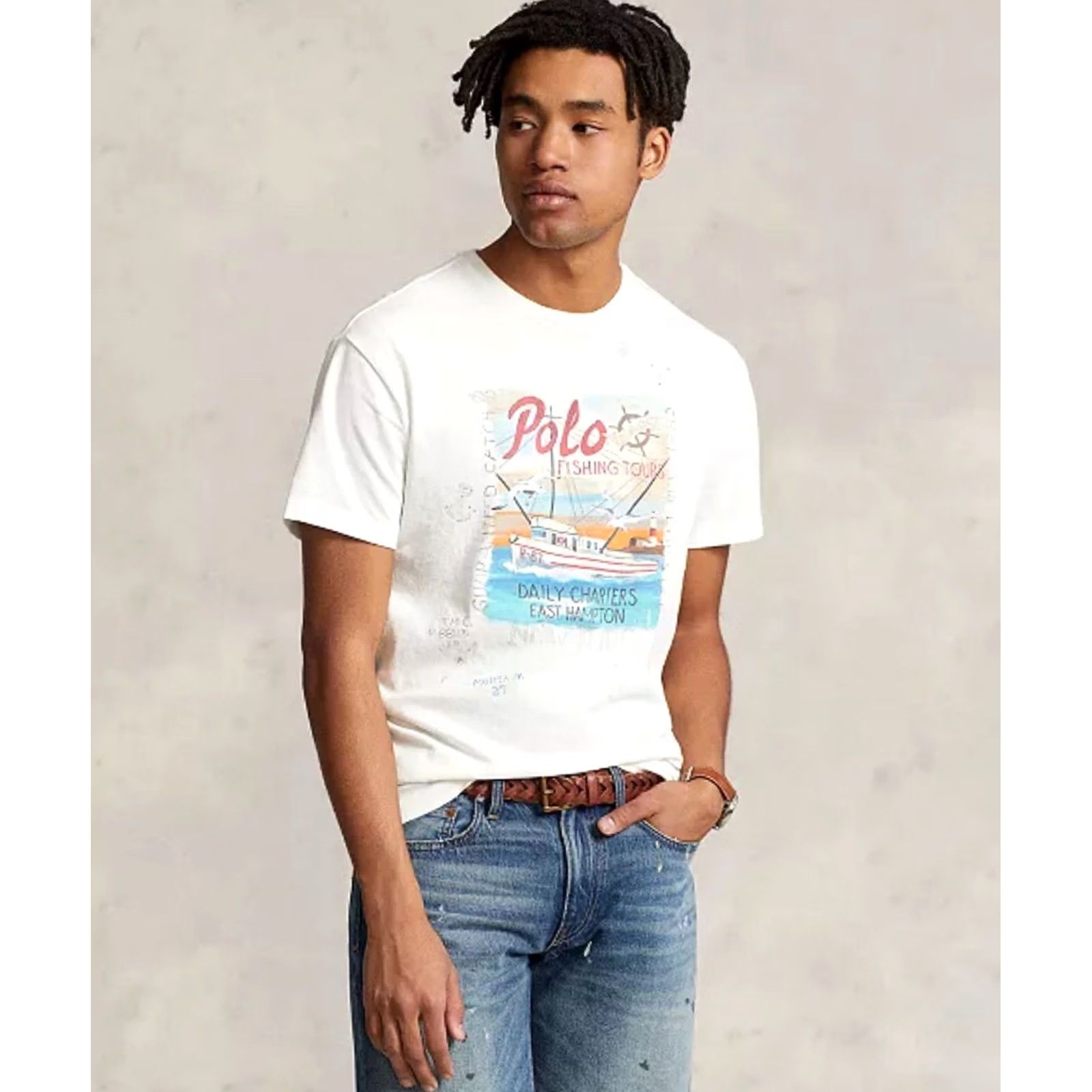 Ralph Lauren Polo Ralph Lauren T-Shirt Jersey Graphic Fishing Tours XL White Men Classic-Fit Size US XL / EU 56 / 4 - 7 Thumbnail