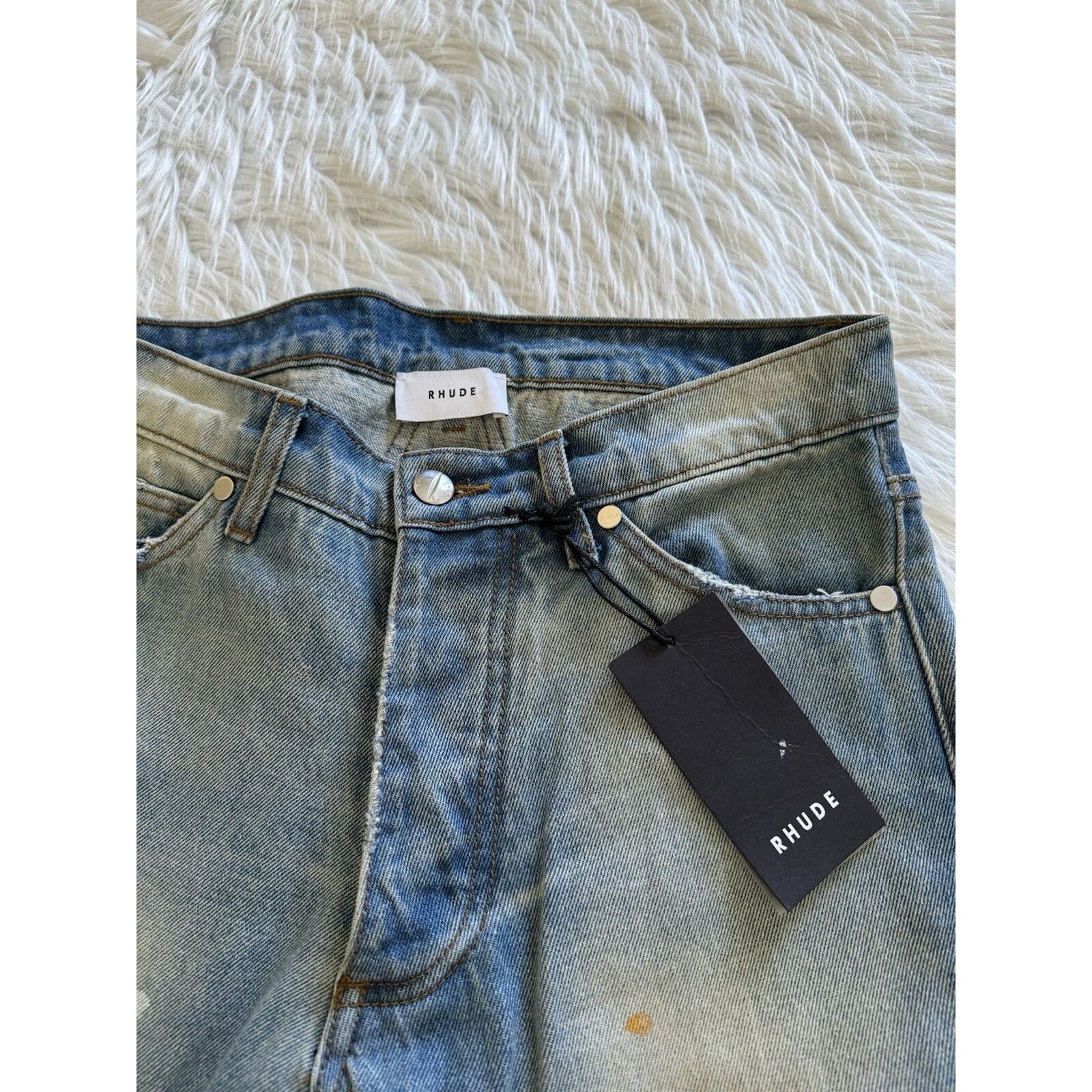 Rhude Rhude New Denim Jeans Paint Splatter Distressed Indigo Blue Size US 29 - 2 Thumbnail