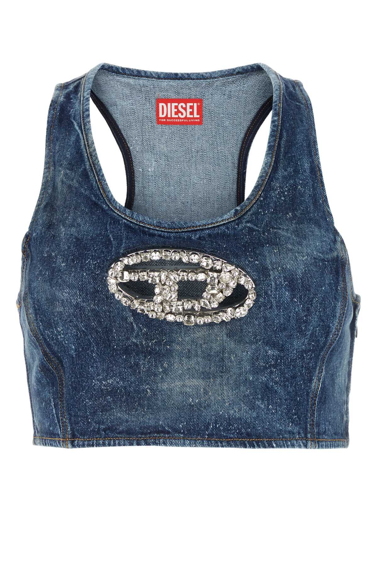 image of Diesel Stretch Denim De-Top-Fse Top in Blue, Women's (Size Medium)