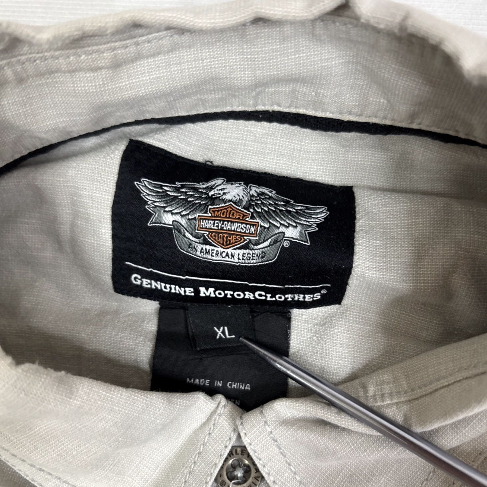 Harley Davidson Harley-Davidson Button-Up Short Sleeve Gray Pockets Men’s XL Embroidered Patches Size US 36 / EU 52 - 2 Thumbnail