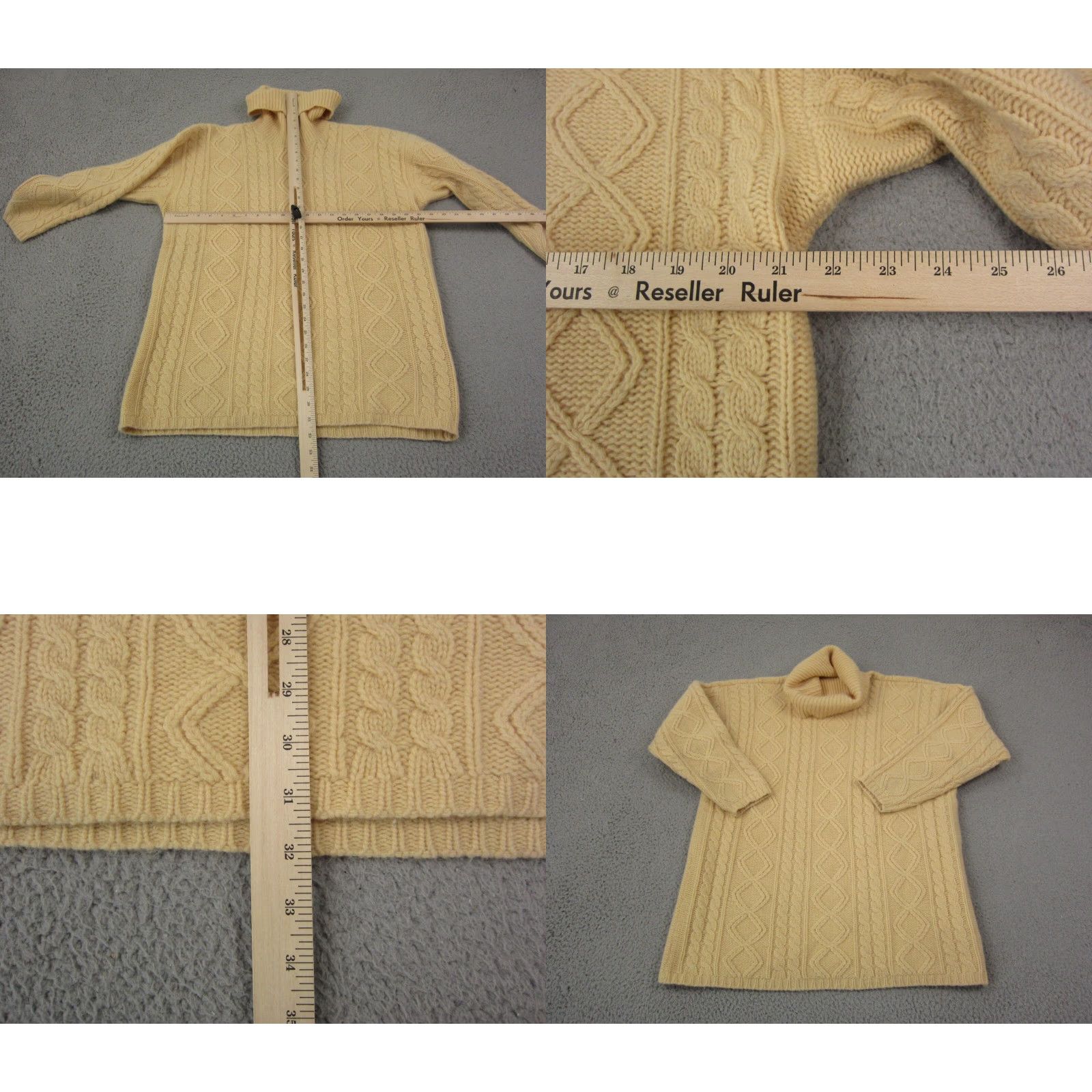 Charter Club VINTAGE Charter Club Sweater Women's Medium Gold Cable Knit Angora Wool Lambswool Pullover Turtleneck Knitted Cotton? Size M / US 6-8 / IT 42-44 - 8 Thumbnail