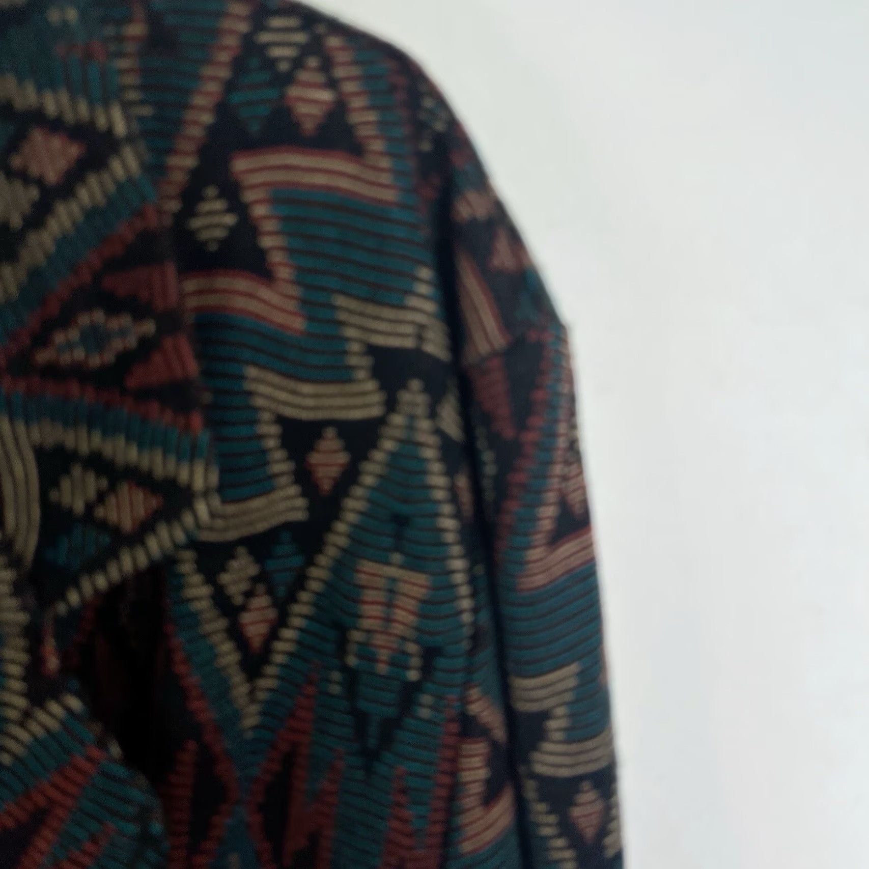 Lucky Brand VINTAGE Lucky Brand Cardigan Sweater Geometric Western Open Knit L Women Brown Included: Button Accents, Western Pattern, Geometric Knit Size L / US 10 / IT 46 - 2 Thumbnail