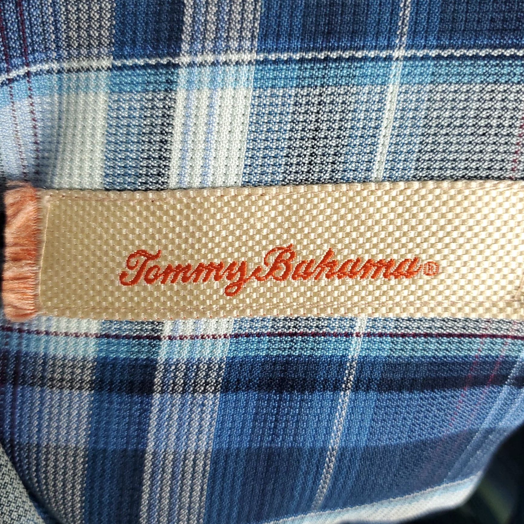 Tommy Bahama Tommy Bahama Hawaiian Shirt Mens Large Blue Plaid Silk Button Up Short Sleeve Size US L / EU 52-54 / 3 - 7 Thumbnail