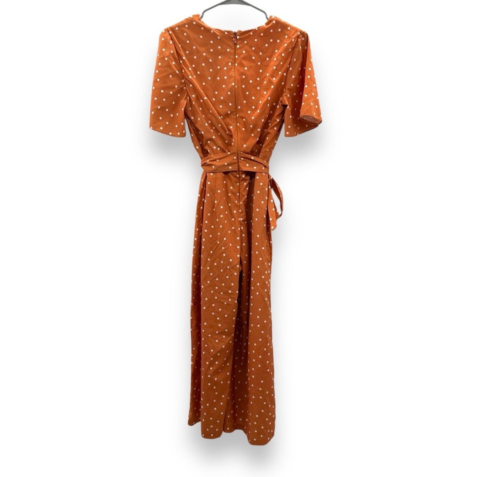 REVOLVE Stylestalker Laurel Orange White Polka Dot Cropped Jumpsuit Size 30" / US 8 / IT 44 - 6 Thumbnail