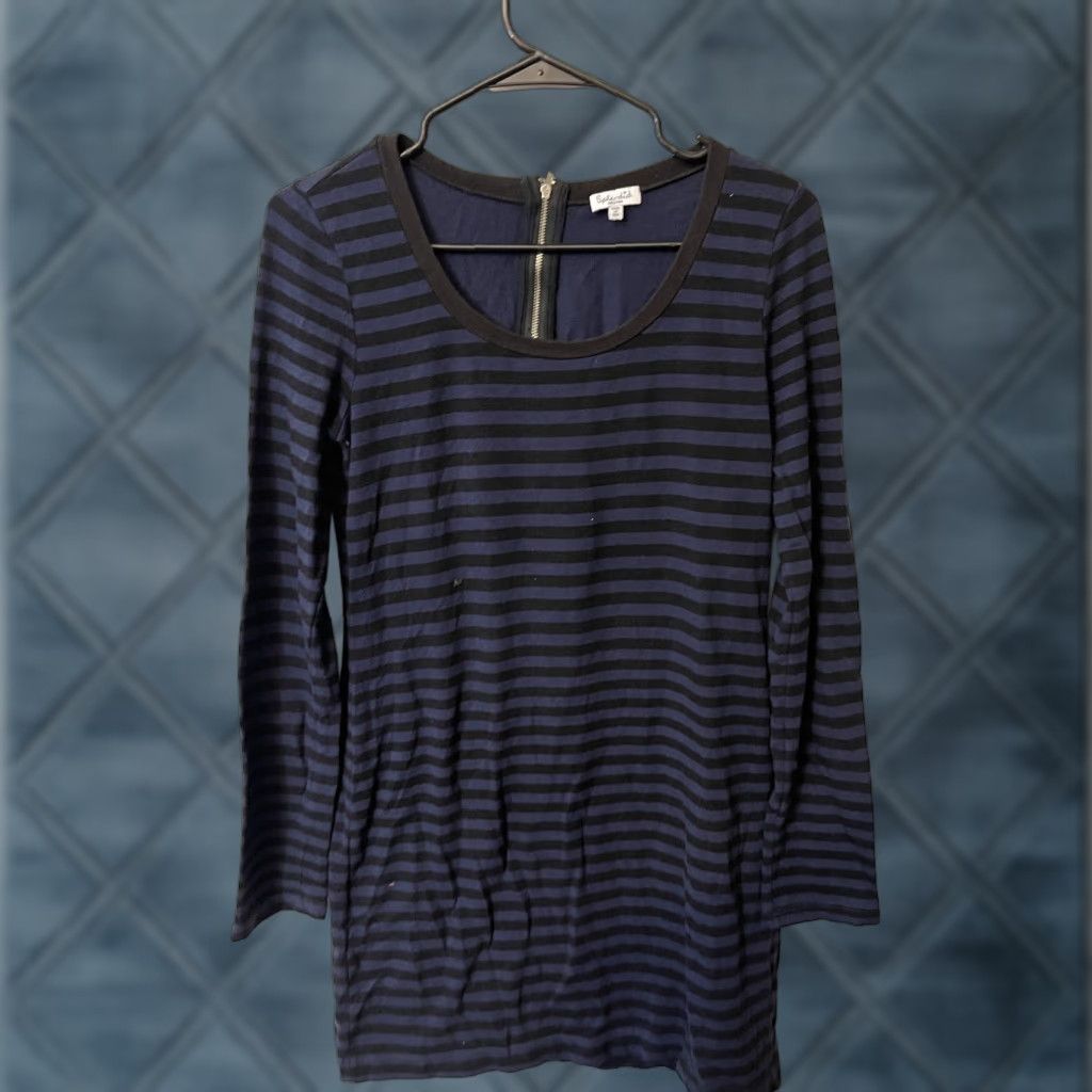 Splendid Splendid Womens Dress Black Blue Stripes Long Sleeve Back Zip Medium M Size M / US 6-8 / IT 42-44 - 1 Thumbnail