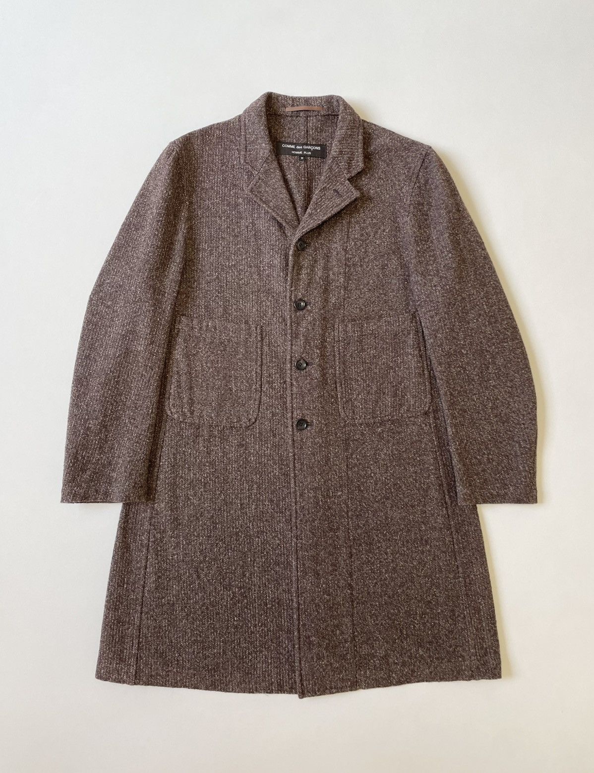 Comme des Garcons Homme Plus S/S 1995 Brown Weave Cotton Overcoat Size US M / EU 48-50 / 2 - 1 Thumbnail