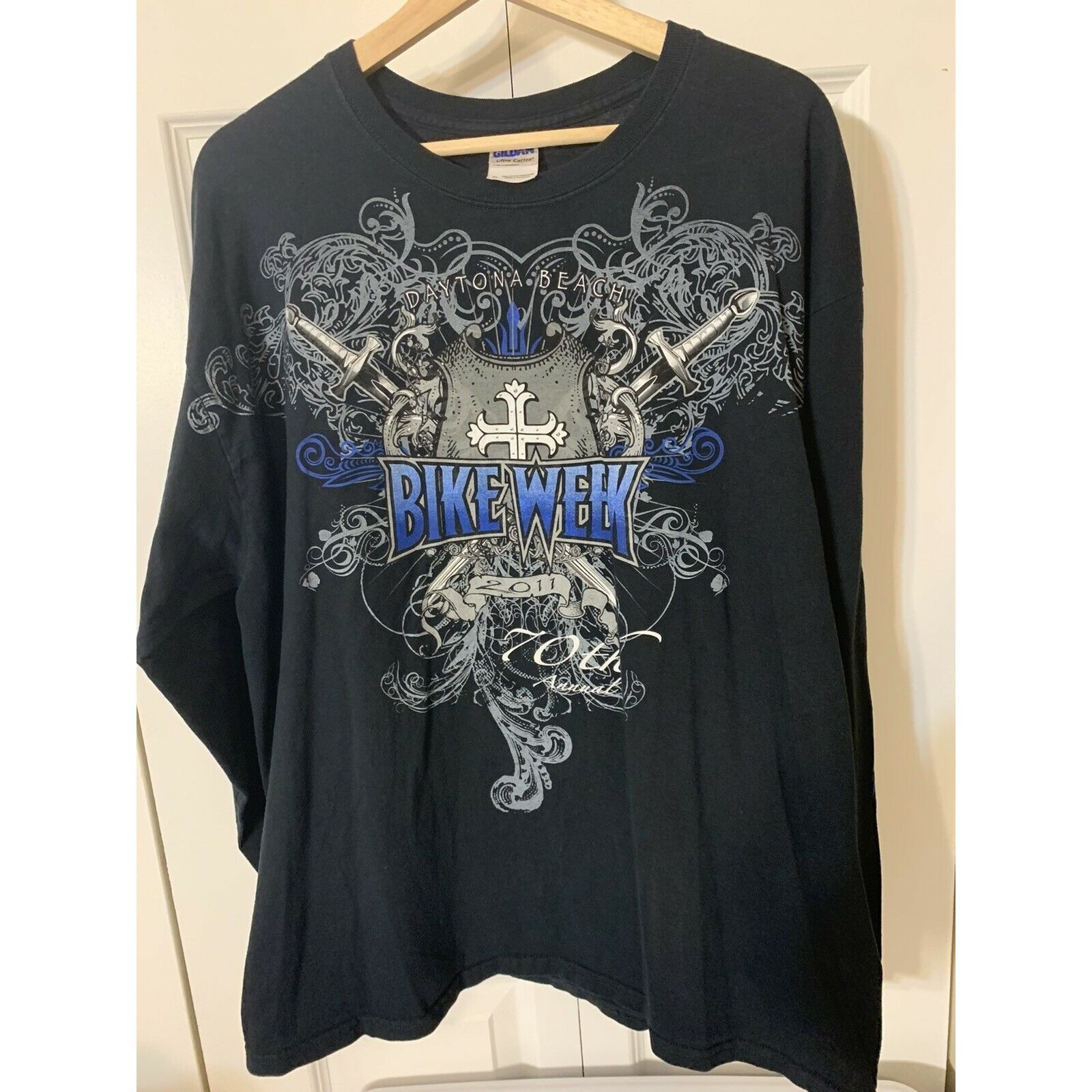 Gildan 70th Annual Bike Week Daytona Beach Long Sleeve T-Shirt 2011 Size US XL / EU 56 / 4 - 6 Thumbnail
