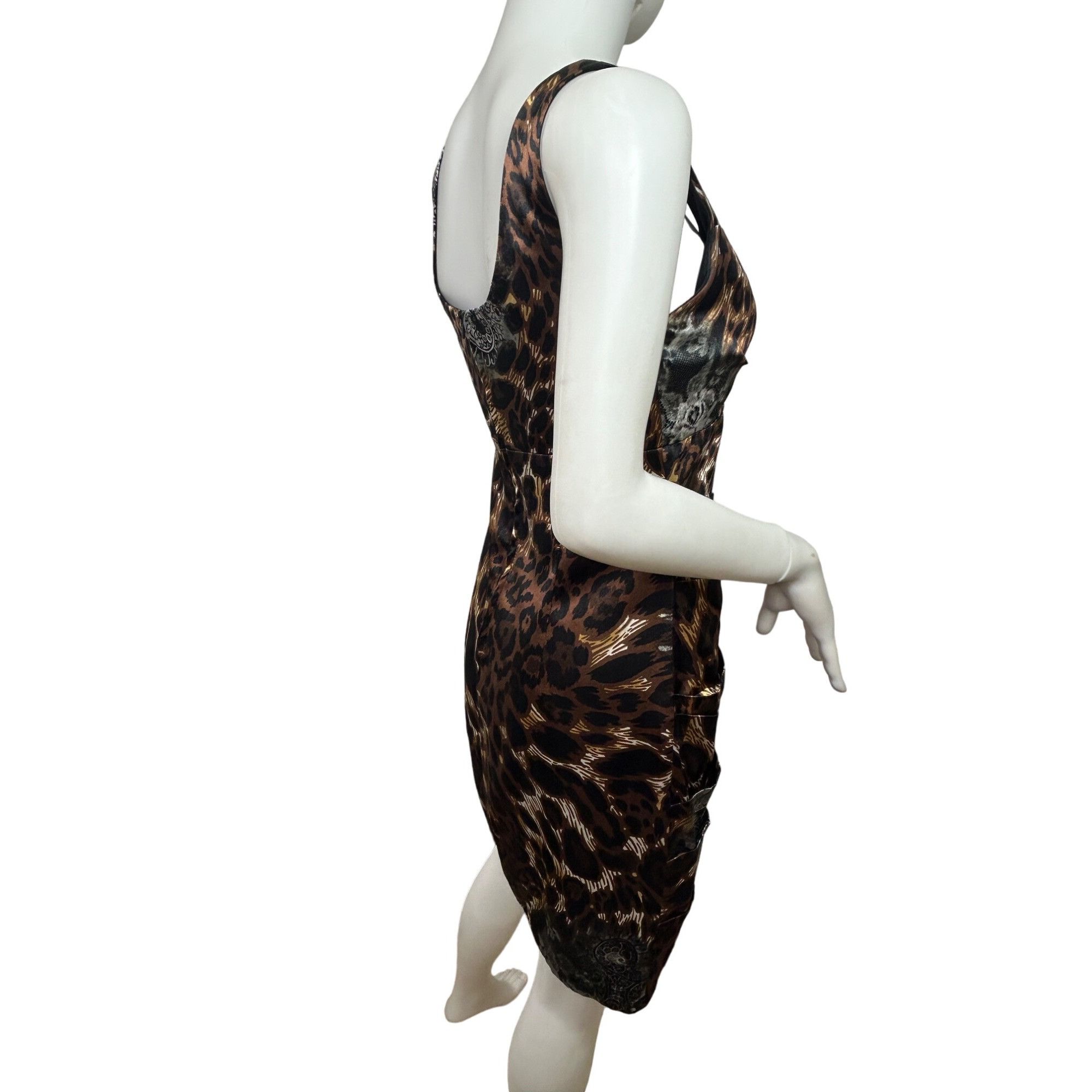 Other Bisou Bisou Dress 4 Mini Animal Print Brown Grey Sleeveless Size S / US 4 / IT 40 - 2 Thumbnail