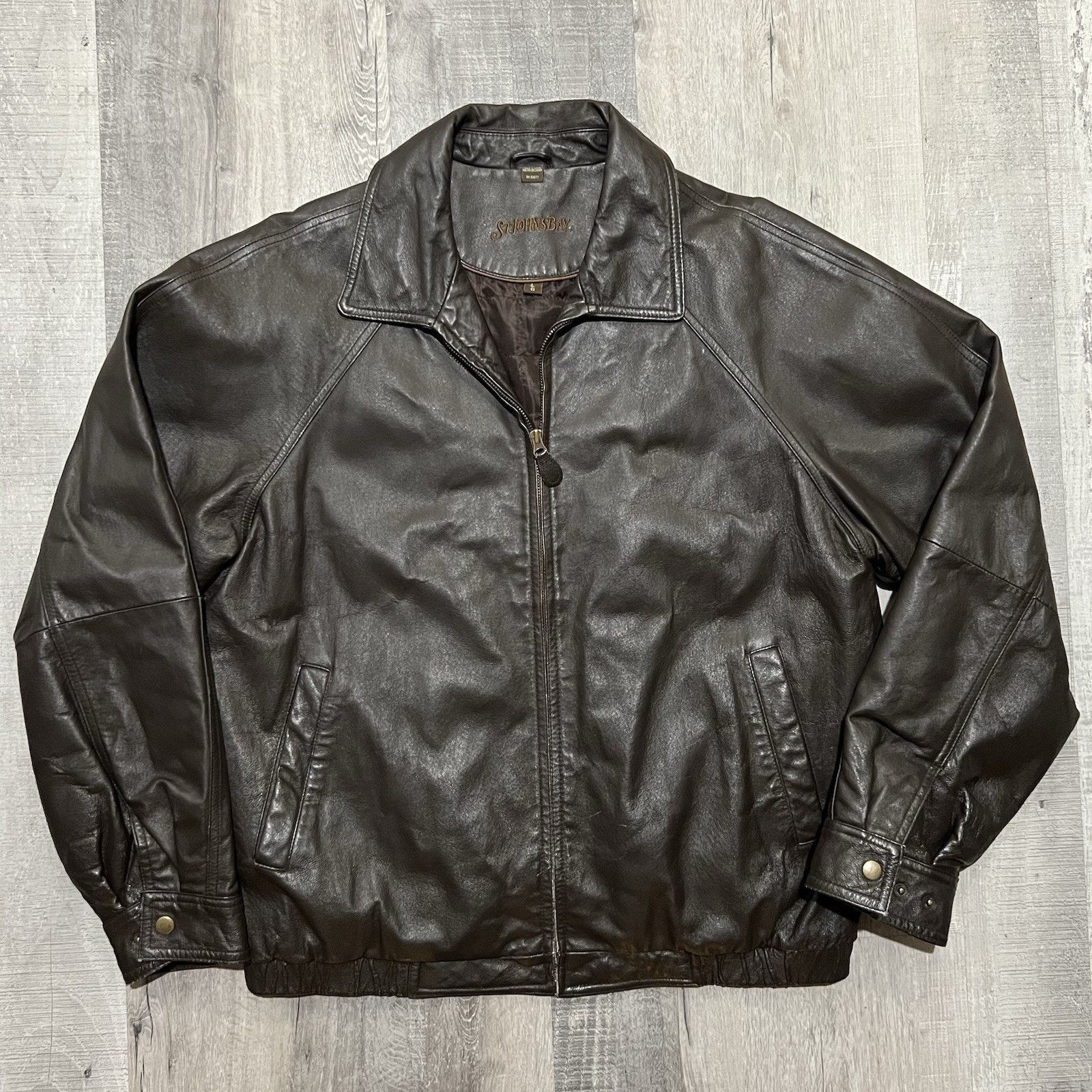 Vintage Vintage St Johns Bay Dark Brown Leather Bomber Jacket L Y2K Size US L / EU 52-54 / 3 - 1 Thumbnail