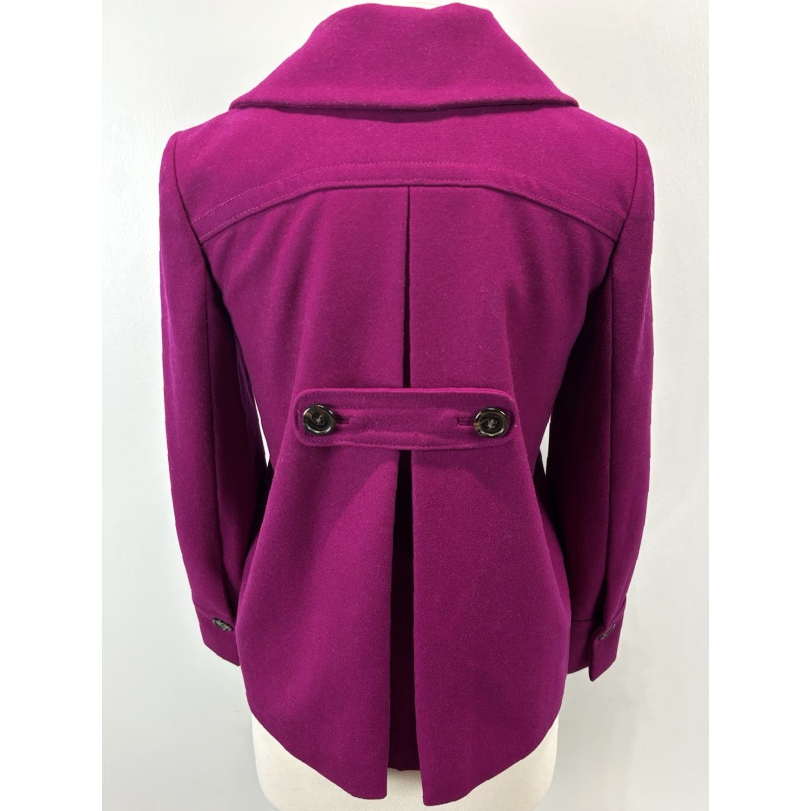 Banana Republic VINTAGE Banana Republic Wool Blend Pea Coat Women’s Size S Fuchsia Casual Winter Fall Spring Double Breasted Size S / US 4 / IT 40 - 3 Thumbnail