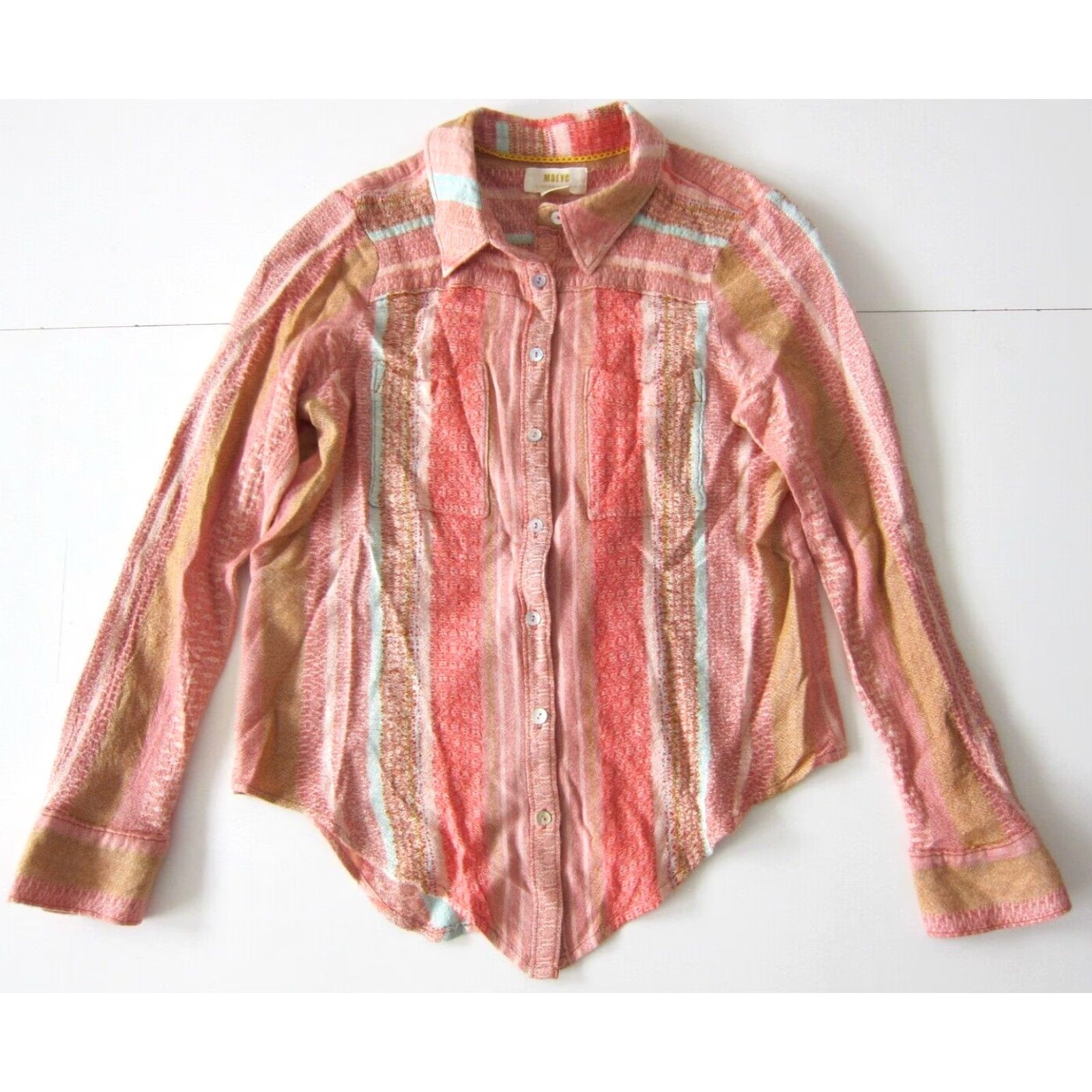 Vintage Maeve Pink Blue Stripe Button Down Long Sleeve Blouse 2/S Anthroplogie Maeve Pink Blue Stripe Button Down Long Sleeve Flannel Blouse 2/S Size XS / US 0-2 / IT 36-38 - 5 Thumbnail