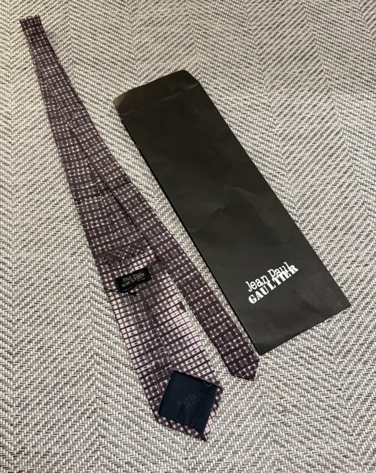 Jean Paul Gaultier Brown Grid Pattern Necktie Size ONE SIZE - 4 Thumbnail