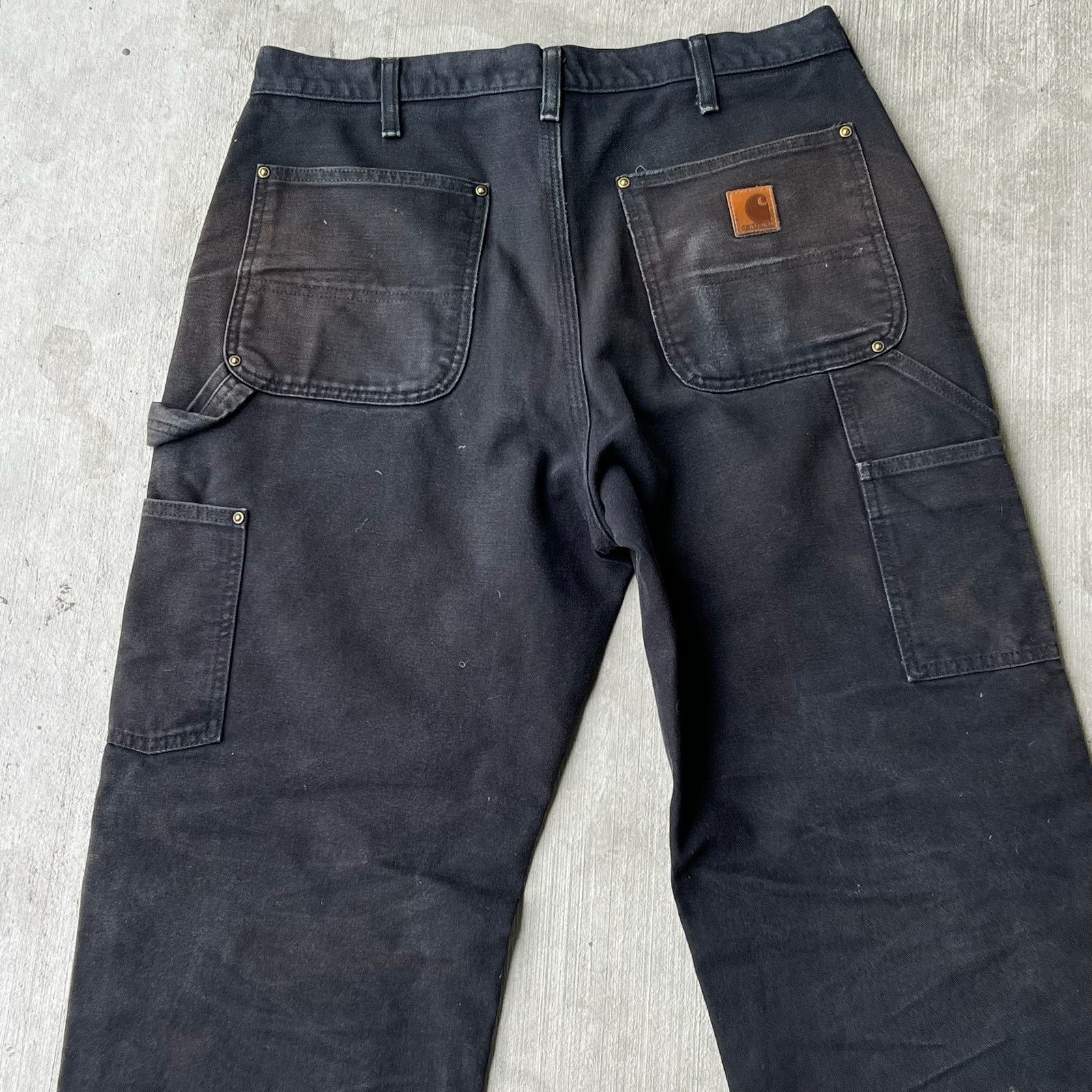 Carhartt × Vintage Carhartt faded black double knee work wear carpenter pants Size US 33 - 5 Thumbnail
