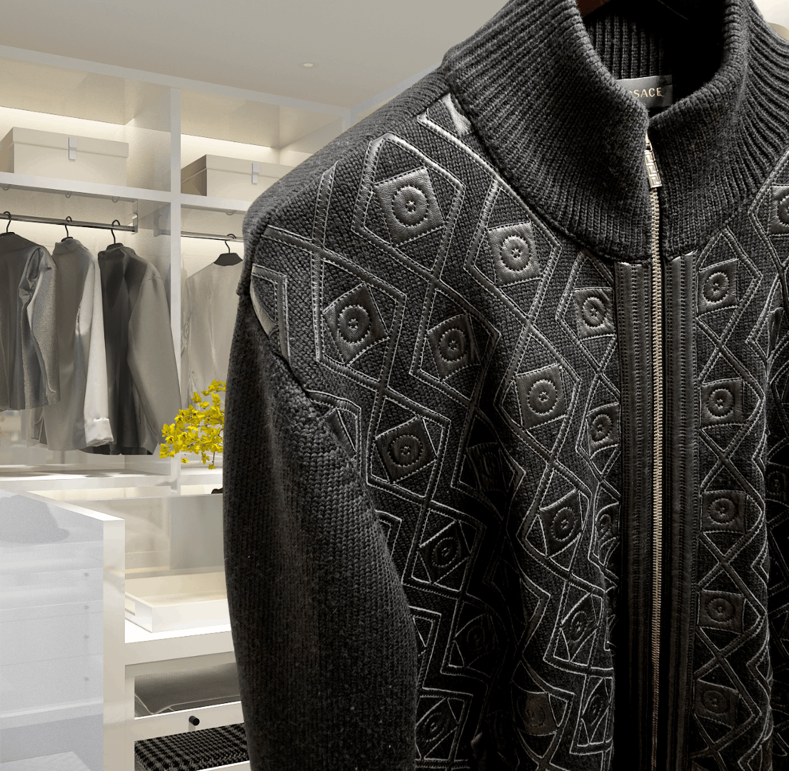 Versace $1950 Versace Wool and Leather Black Cardigan. IT54 Size US L / EU 52-54 / 3 - 5 Thumbnail