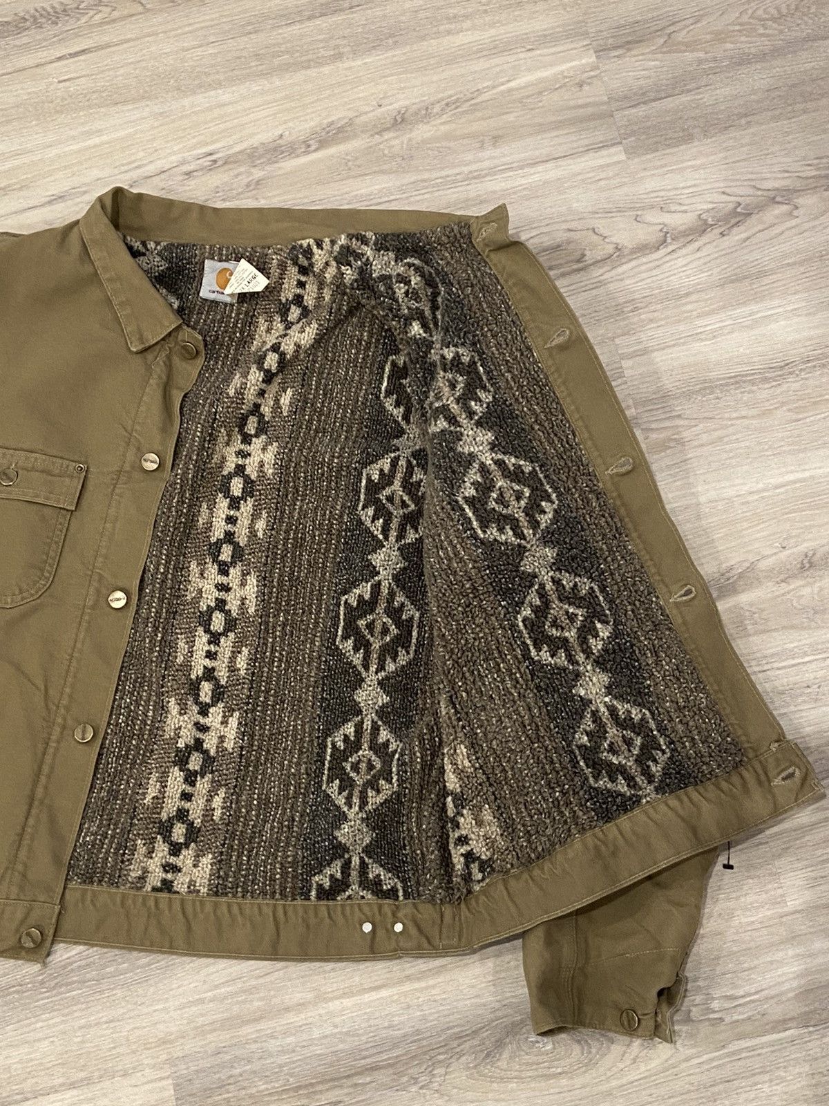 Image of Carhartt x Vintage 90’S Aztec Fleece Lined Detroit Usa Jacket in Tan, Men's (Size 2XL)