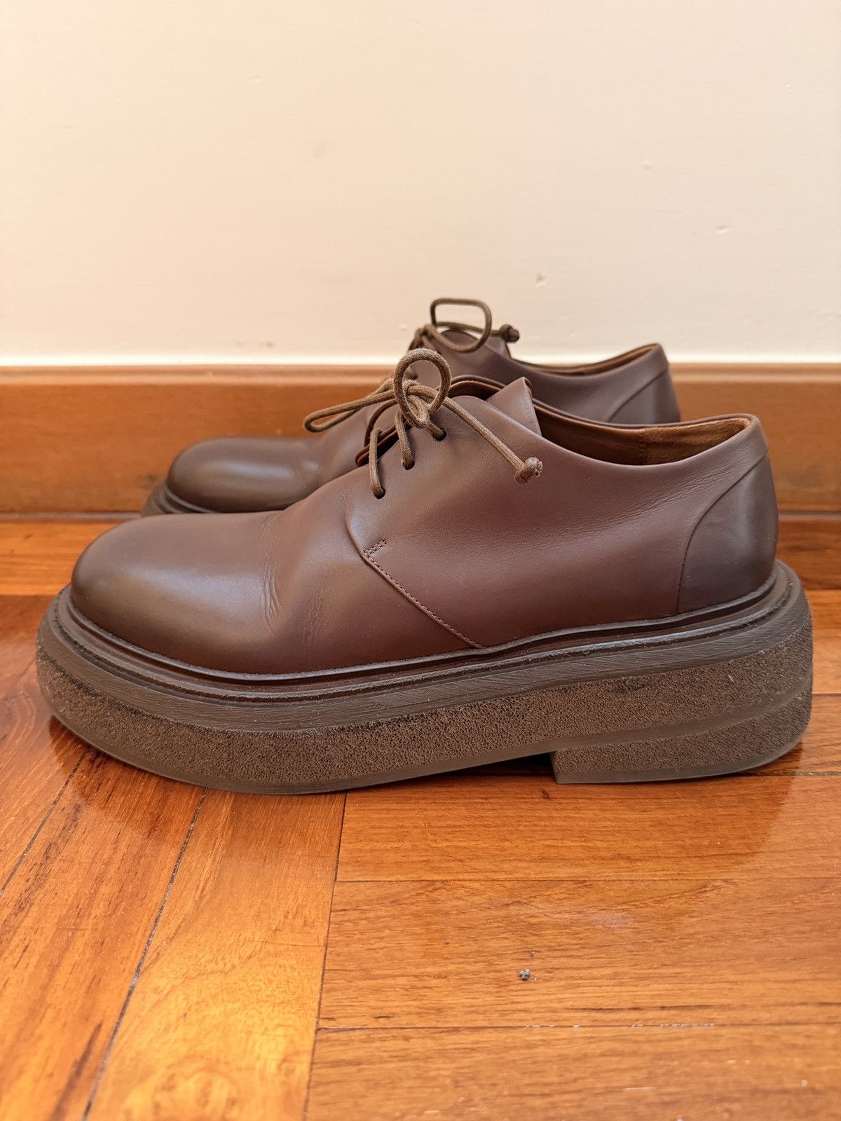 Marsèll Zuccolona Derby Dark Brown Leather Crepe Sole – 39