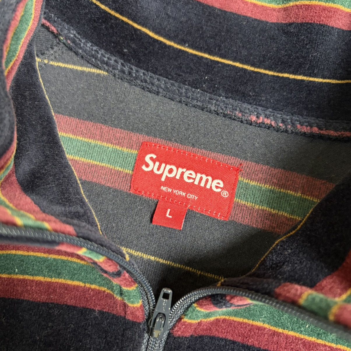 Supreme Supreme Striped Velour Quarter Zip ( FW 2014 ) Size US L / EU 52-54 / 3 - 4 Thumbnail