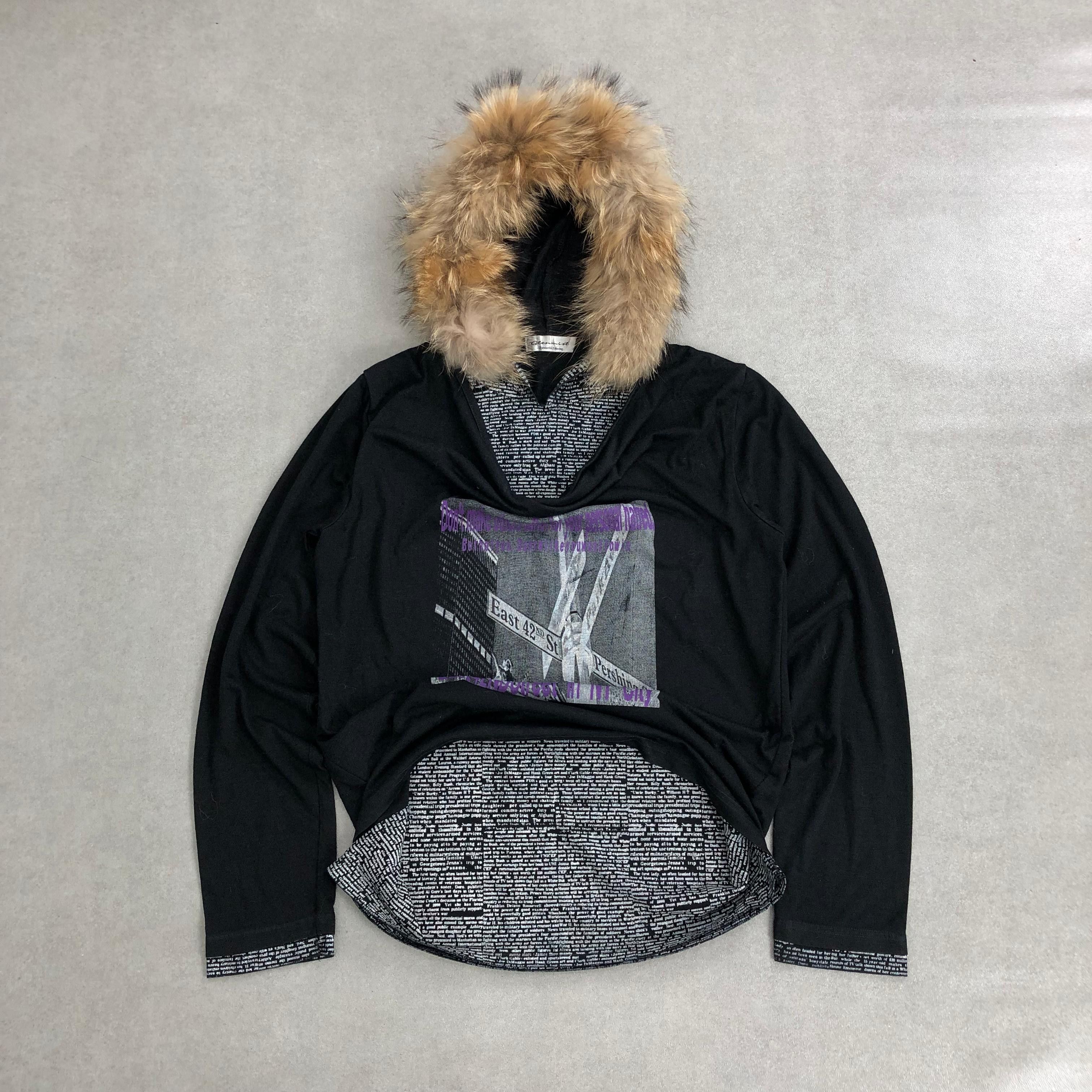 Japanese Brand Y2K Japanese Double Layers Print Gothic Poem Fur Zip Hoodie Size US M / EU 48-50 / 2 - 1 Thumbnail