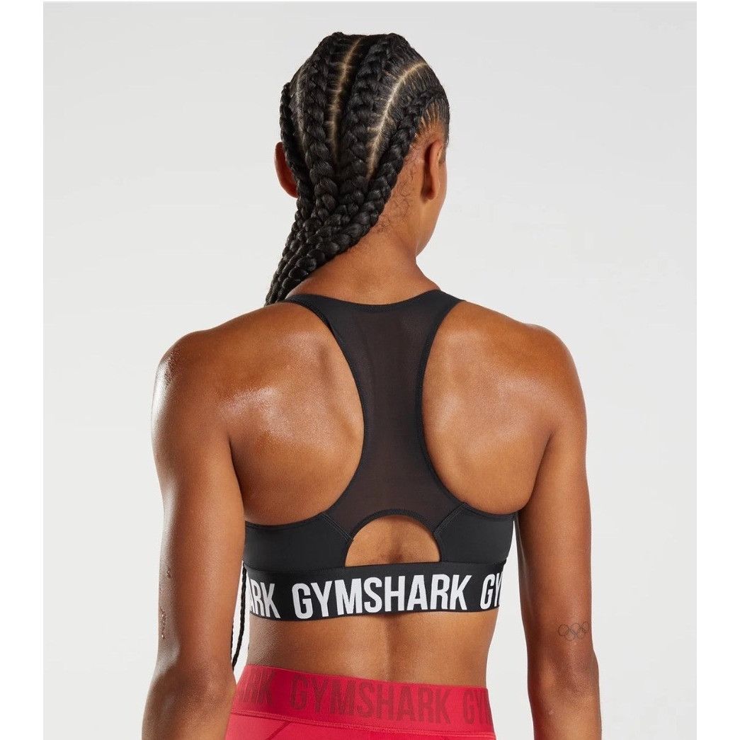 Gymshark Gymshark Womens Black Racerback Sports Bra With Logo Band Te Size S / US 4 / IT 40 - 3 Thumbnail