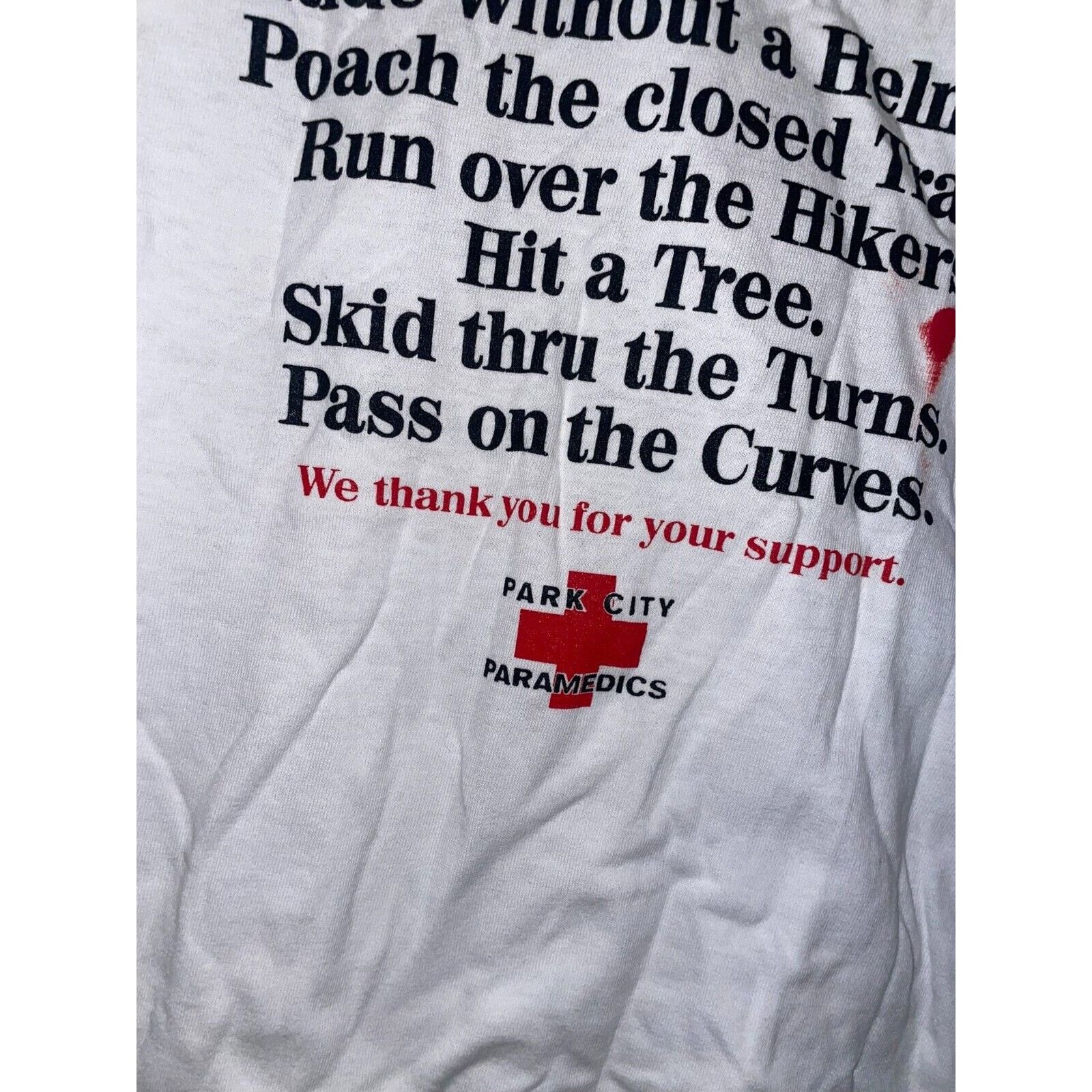 Jerzees 90s Vintage Park City Paramedics Medic Humor Joke Shirt L Size US L / EU 52-54 / 3 - 7 Thumbnail