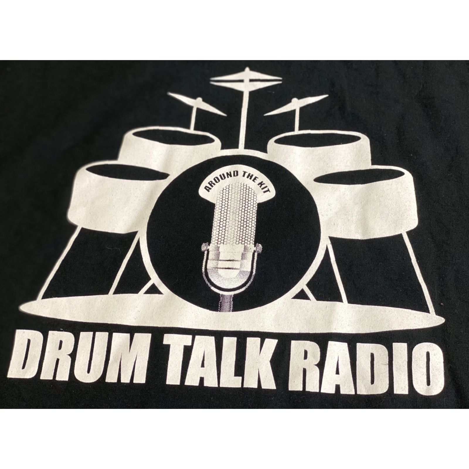Vintage RADIO Mens T-Shirt Black Short Sleeve 2XL Crew Neck Drum Talk Around The Kit Mens Size US 39 - 5 Thumbnail